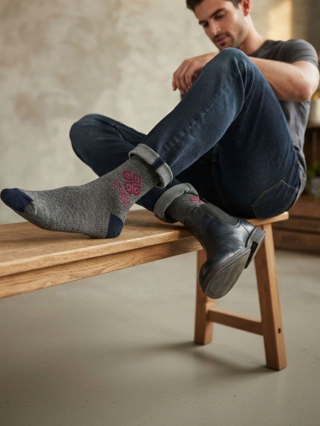 TINY HANDS Men Pack of 3 Cotton Assorted Patterned Ankle Length Socks thumbnail 5