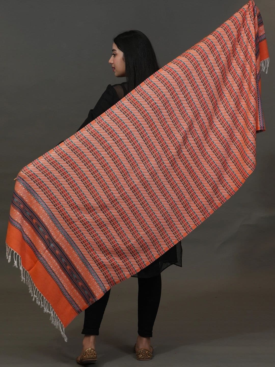 SHIFNEEN Women Geometric Woven Design Acrylic Shawl thumbnail 4