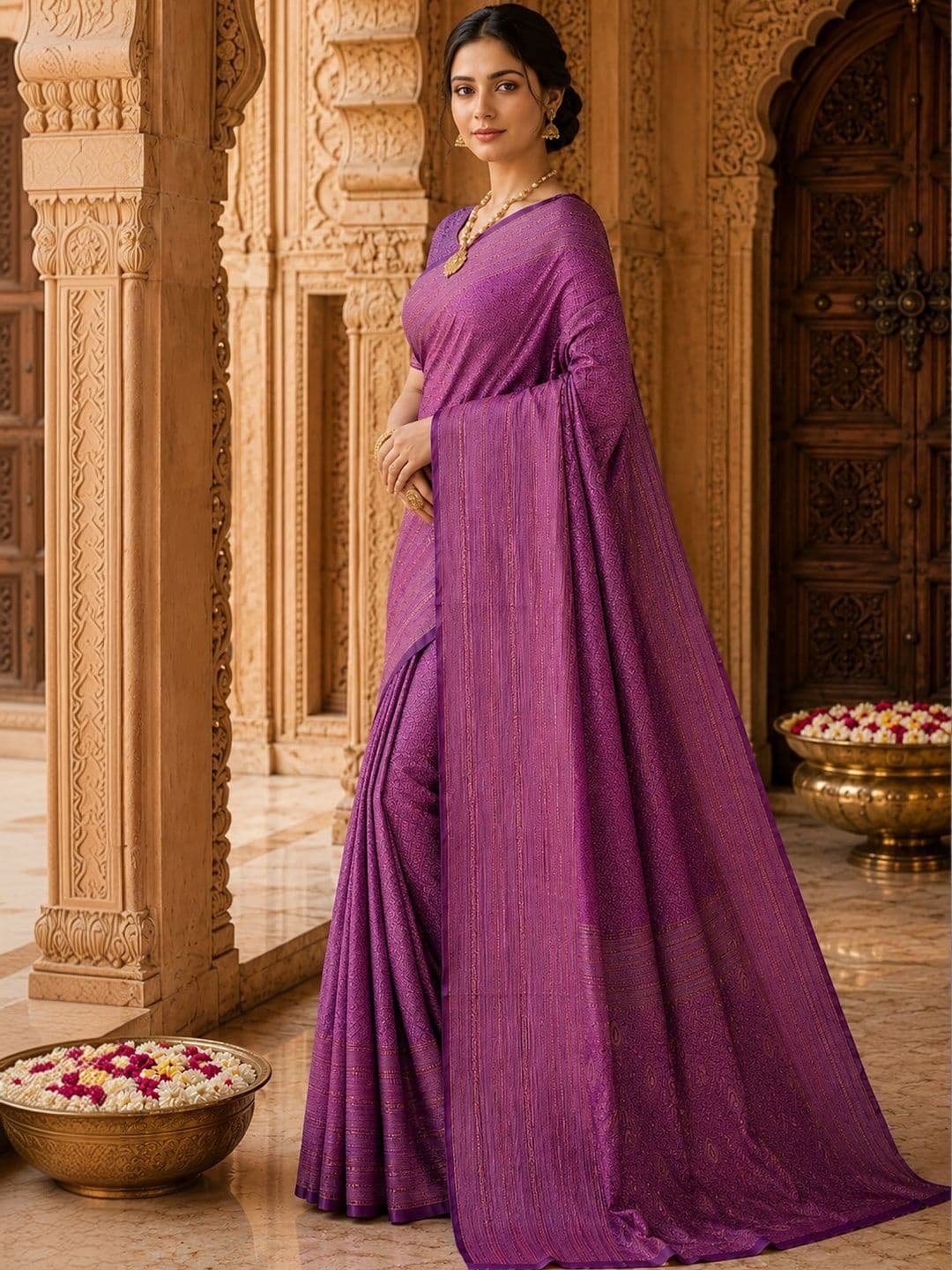 Anjaneya Sarees Woven Design Zari Silk Blend Designer Banarasi Saree thumbnail 2