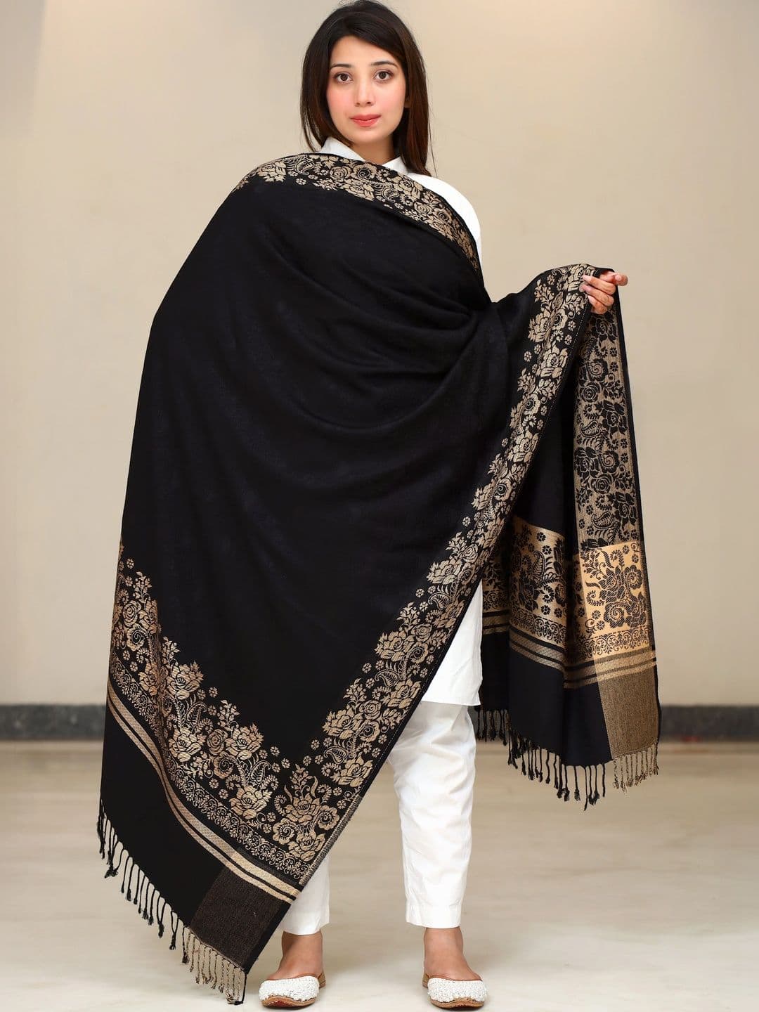 SHIFNEEN Women Ethnic Motifs Woven Design Acrylic Shawl - view 1