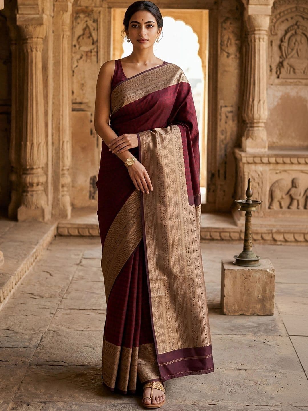 Dhaaga Ghar Woven Design Zari Silk Blend Designer Banarasi Saree - view 1