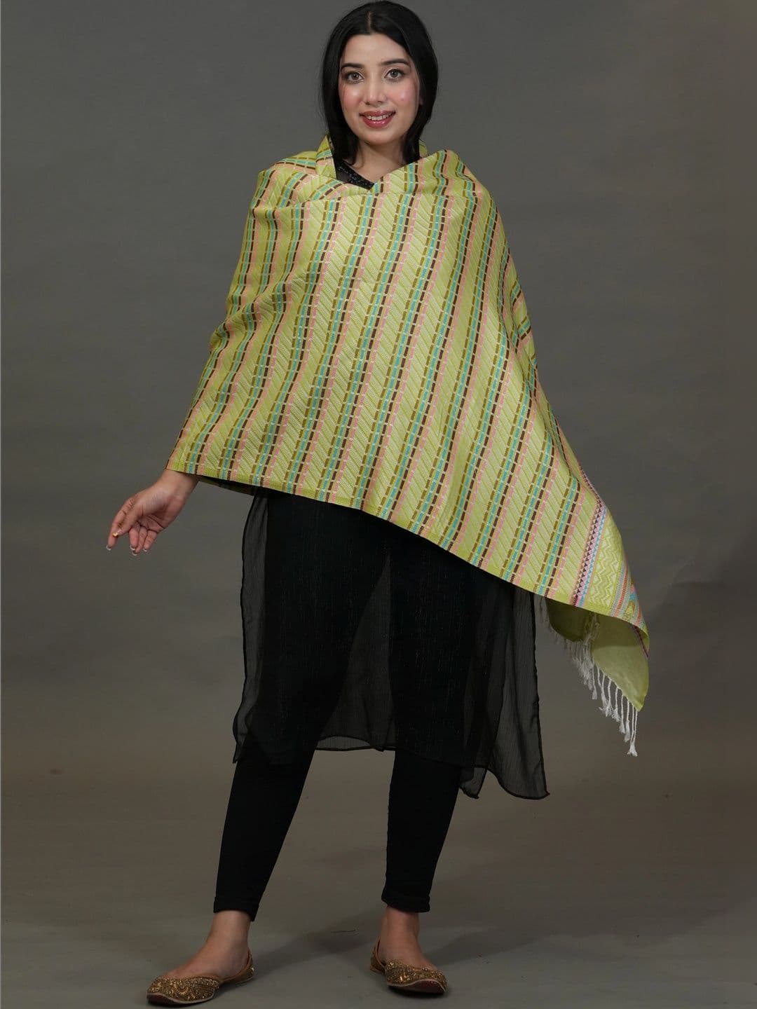 SHIFNEEN Women Geometric Woven Design Acrylic Shawl thumbnail 5