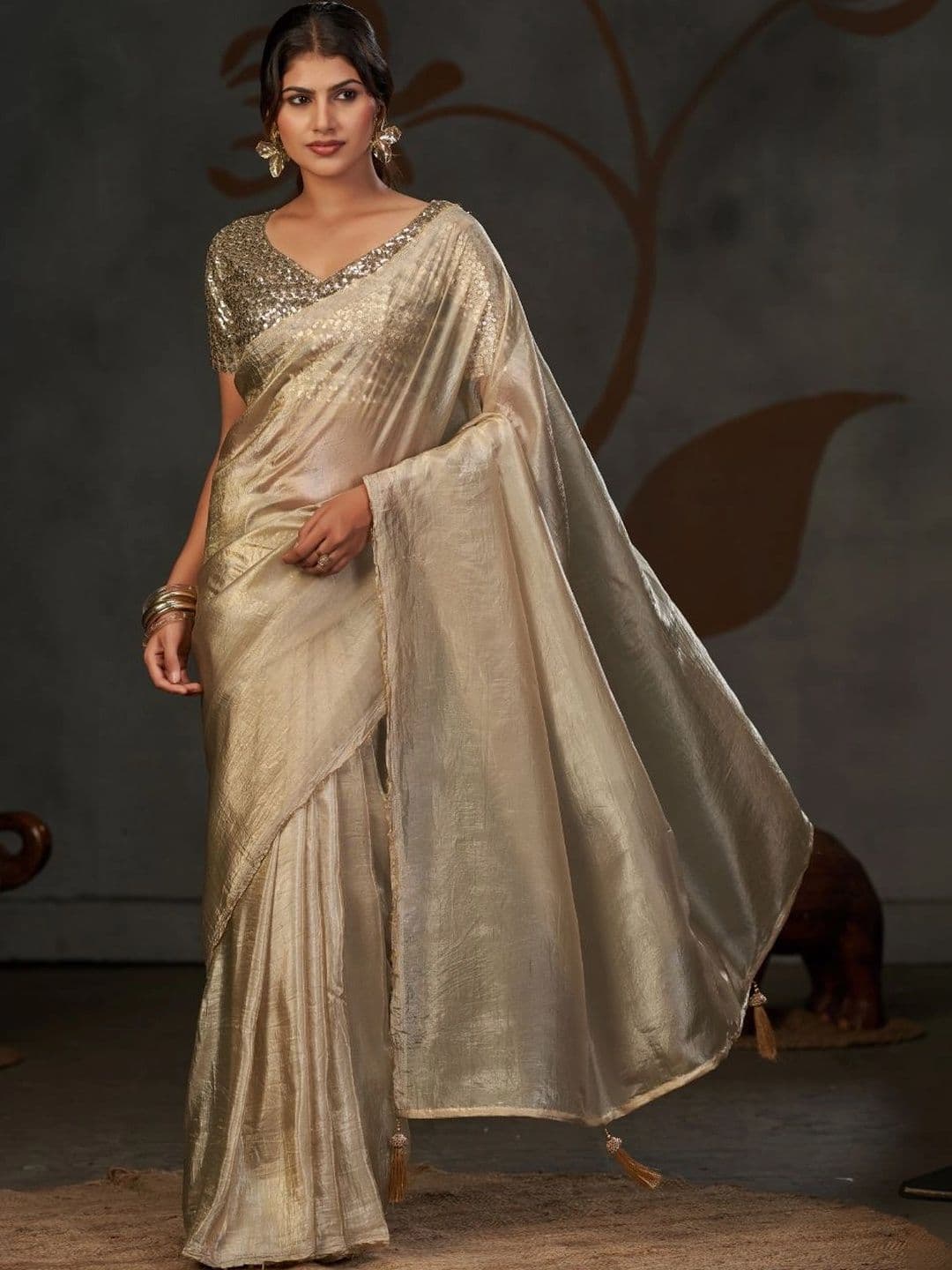 Parmila Fashion Sequinned Organza Designer Saree thumbnail 7