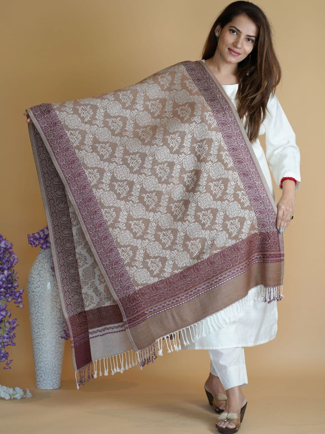 SHIFNEEN Women Ethnic Motifs Woven Design Acrylic Shawl thumbnail 3