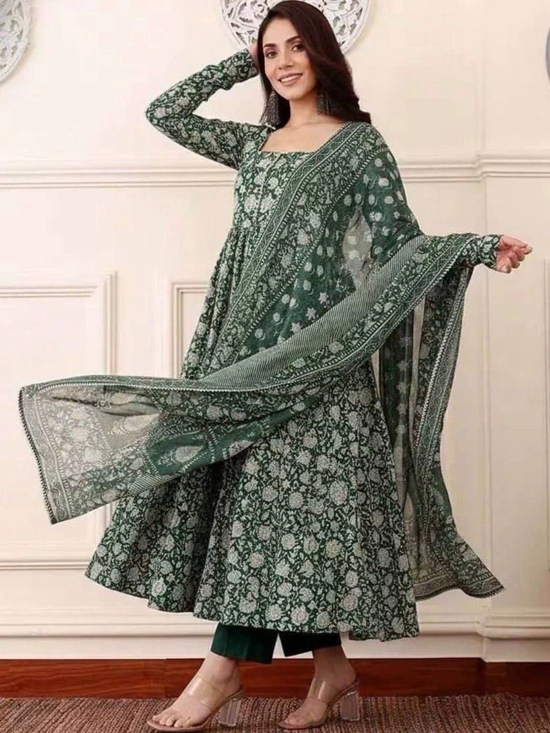 Mogra Designs Women Ethnic Motifs Printed Regular Kurta with Trousers & With Dupatta thumbnail 5