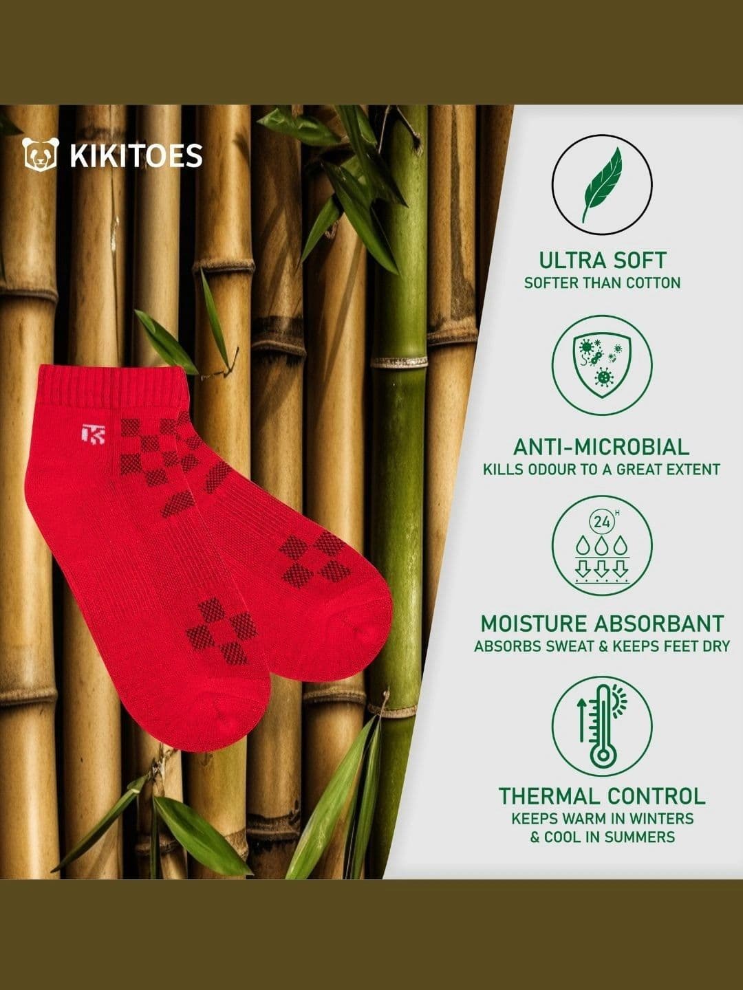 Kikitoes Men Pack of 3 Bamboo Ankle Length Assorted Solid Sports Socks thumbnail 7