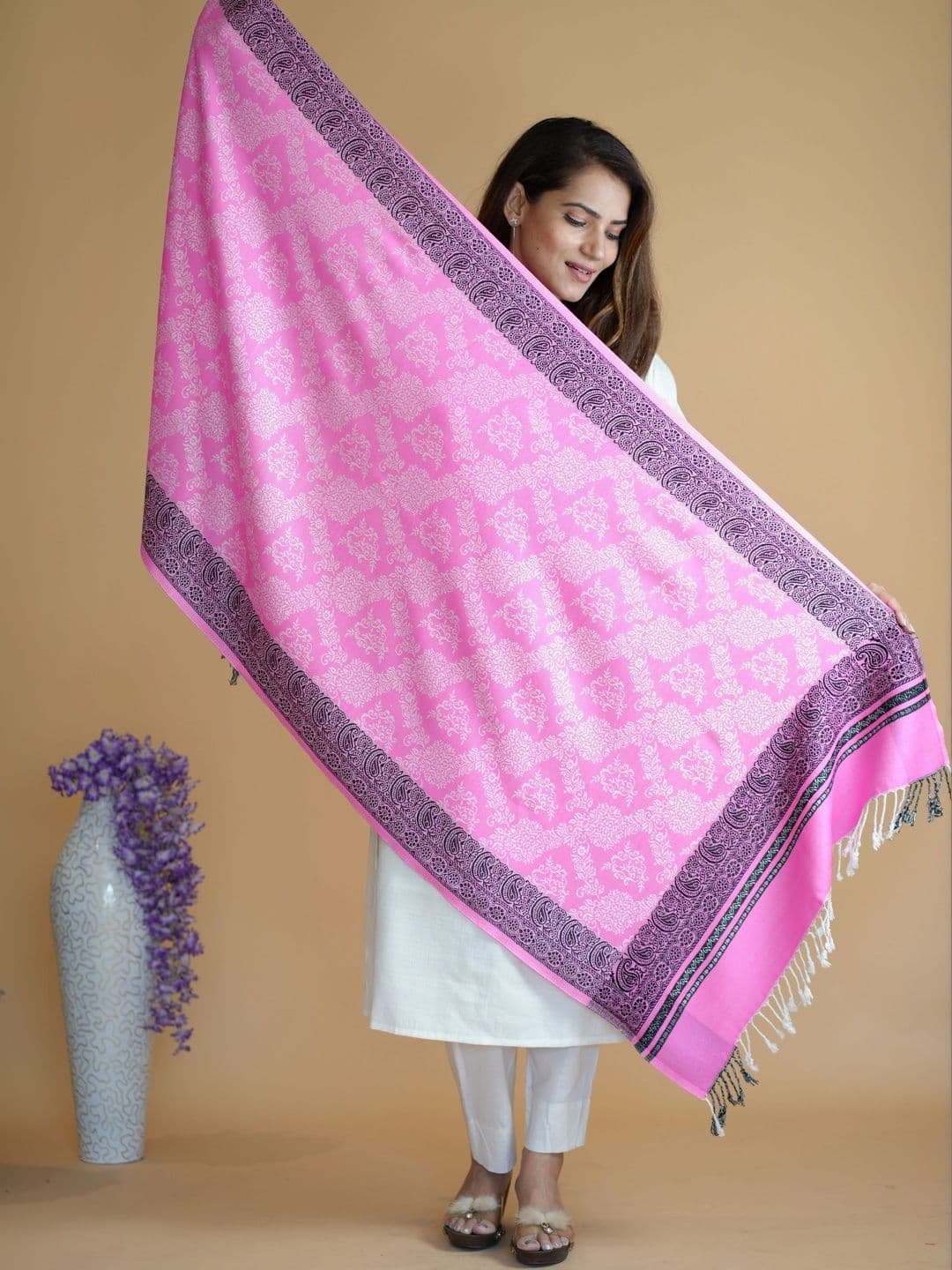 SHIFNEEN Women Paisley Woven Design Acrylic Shawl thumbnail 5