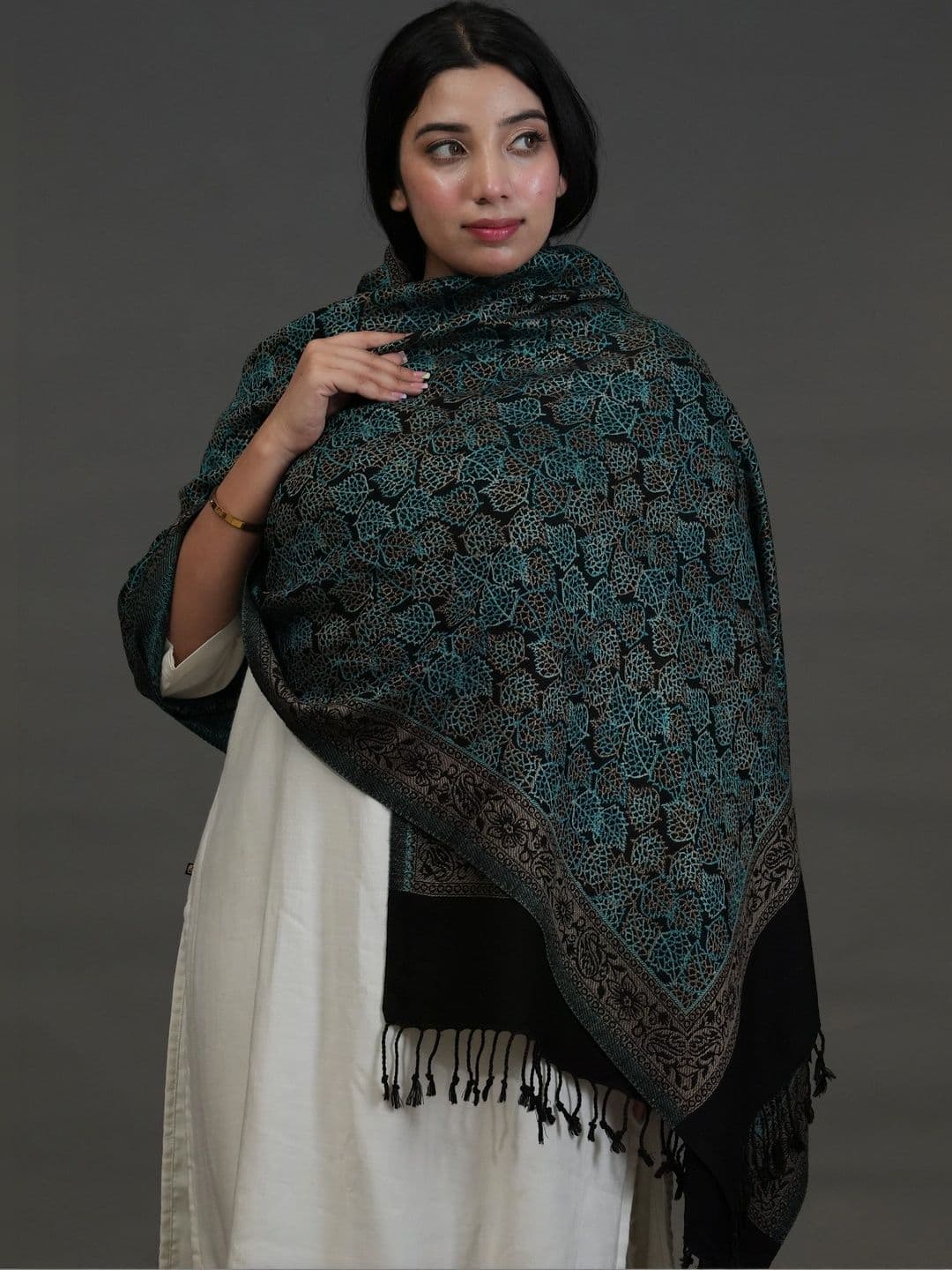 SHIFNEEN Women Ethnic Motifs Embroidered Acrylic Shawl thumbnail 3
