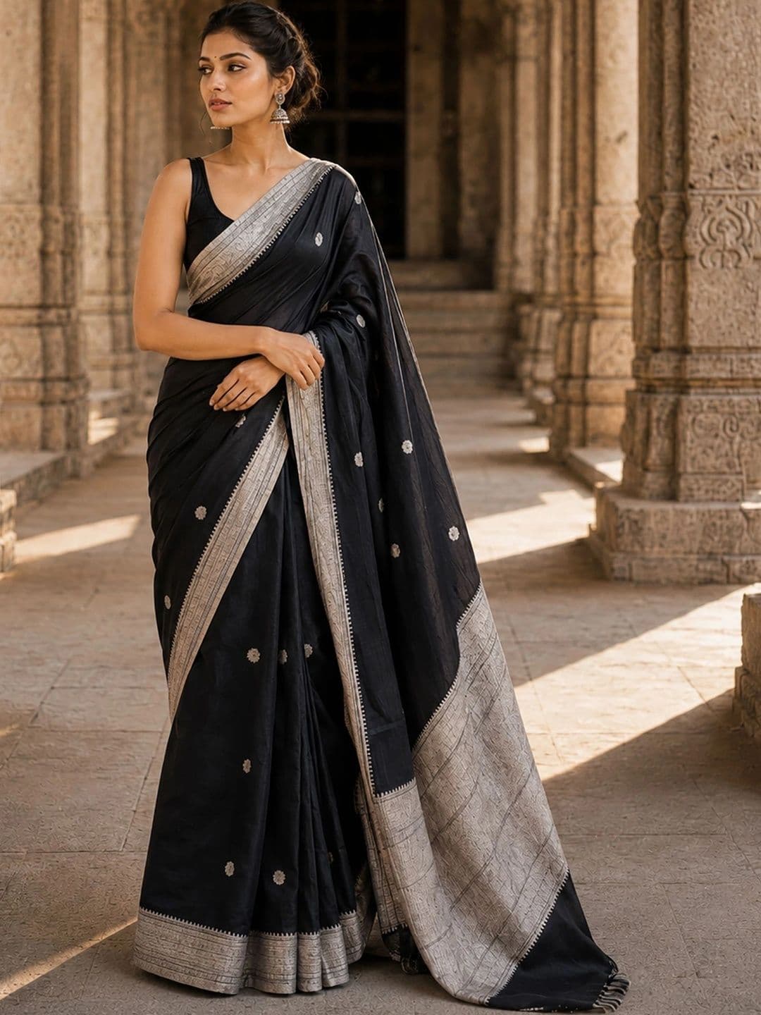 Dhaaga Ghar Woven Design Embroidered Designer Kanjeevaram Saree thumbnail 6