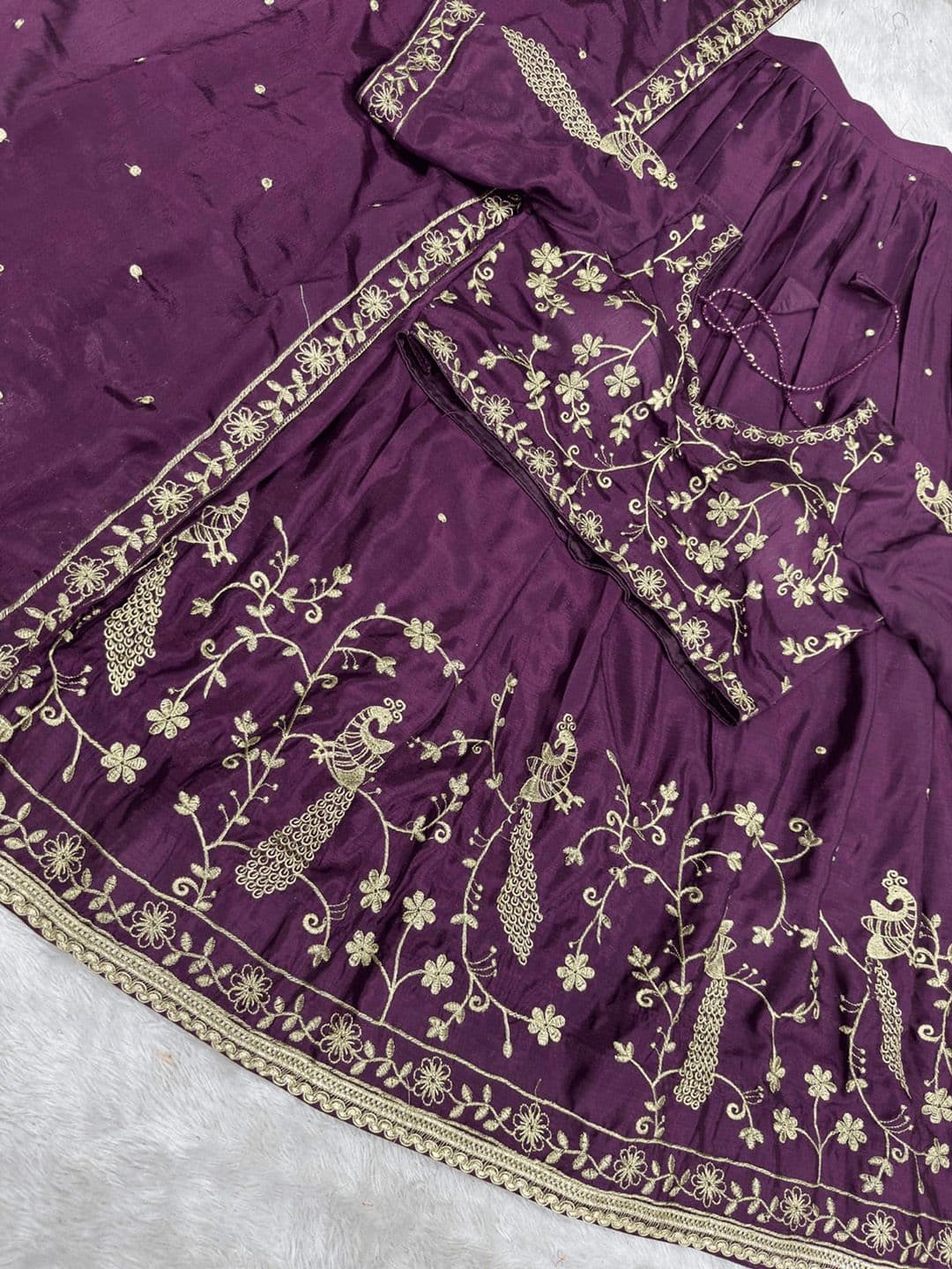 KRYSAL Embroidered Thread Work Semi-Stitched Lehenga & Blouse With Dupatta thumbnail 3