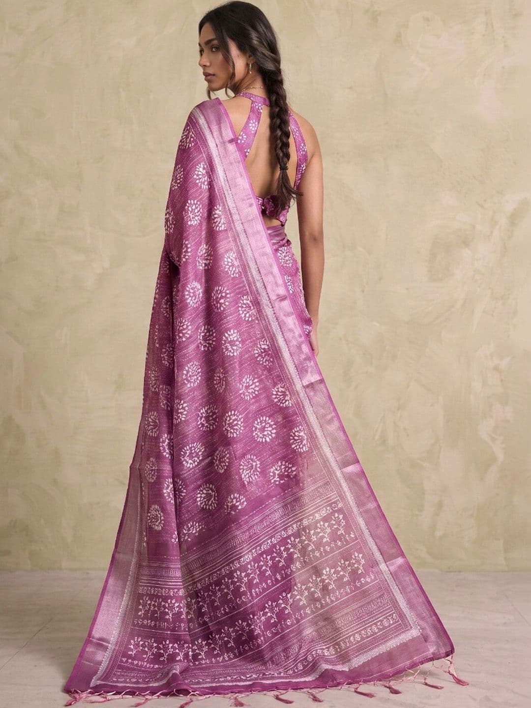 SAARA Ethnic Motifs Pure Linen Saree thumbnail 7