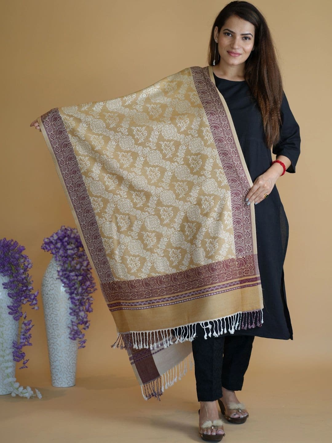 SHIFNEEN Women Ethnic Motifs Woven Design Acrylic Shawl thumbnail 5
