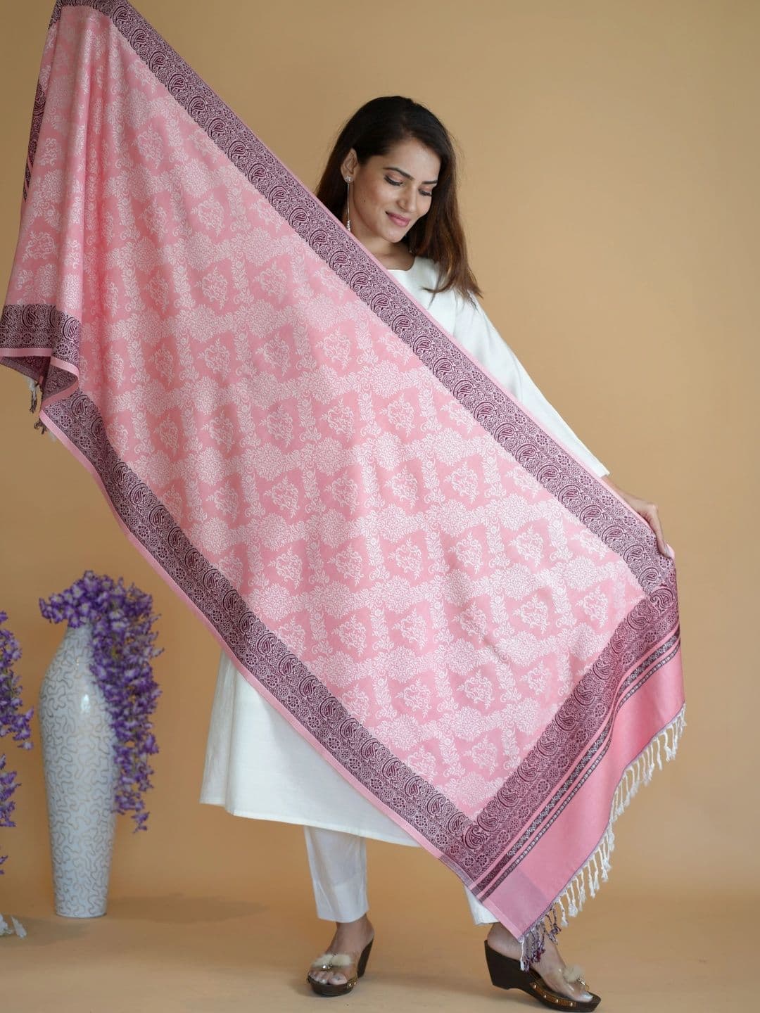SHIFNEEN Women Ethnic Motifs Woven Design Acrylic Shawl thumbnail 2