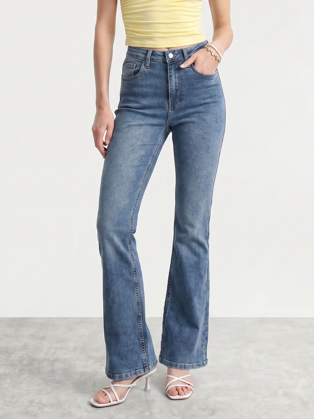 Mast & Harbour Women Bootcut Fit Stretchable Jeans - view 1