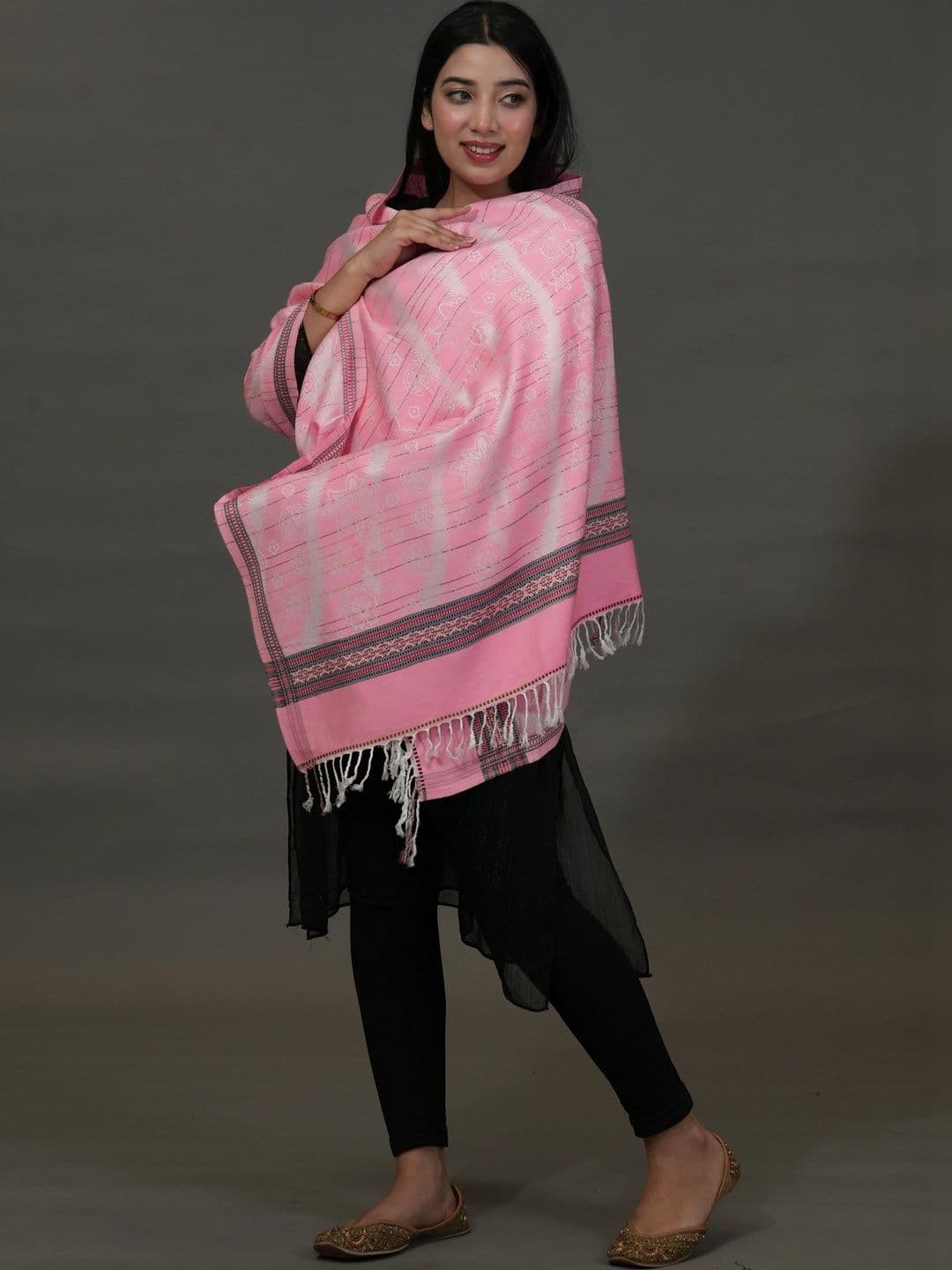 SHIFNEEN Women Woven Design Acrylic Shawl thumbnail 3