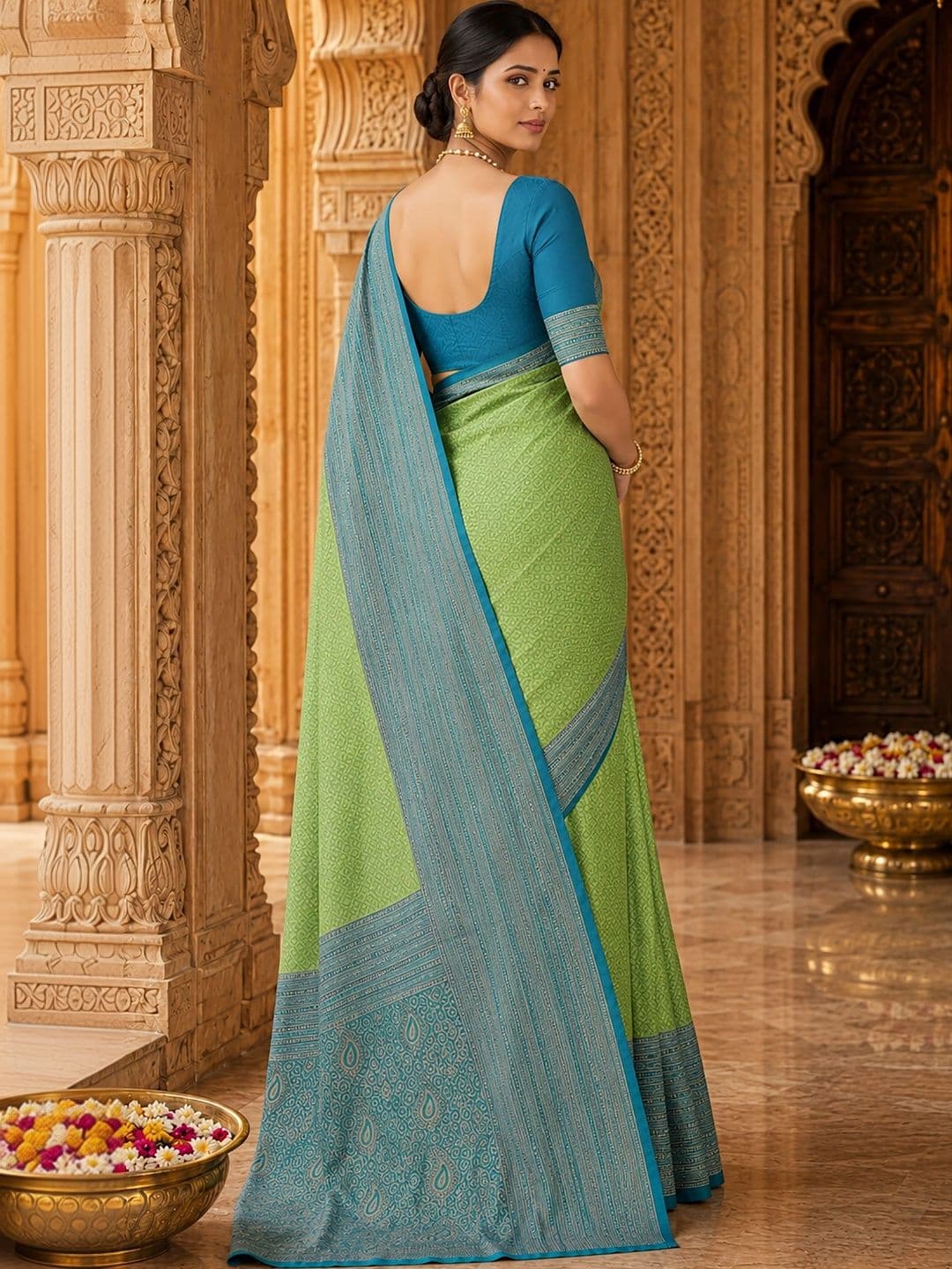 Anjaneya Sarees Woven Design Zari Silk Blend Designer Banarasi Saree thumbnail 4