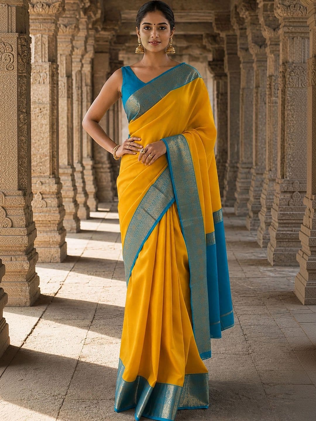 Dhaaga Ghar Woven Design Zari Silk Blend Designer Banarasi Saree thumbnail 5