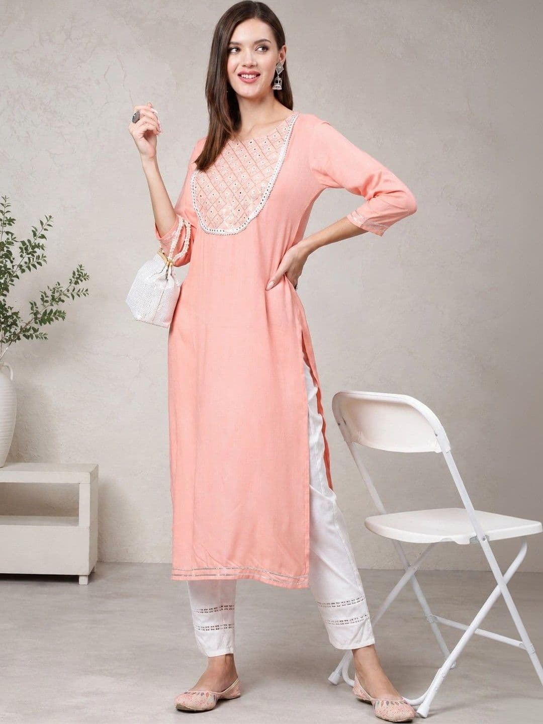 Sangria Women Embellished Mirror Work Kurta - view 1