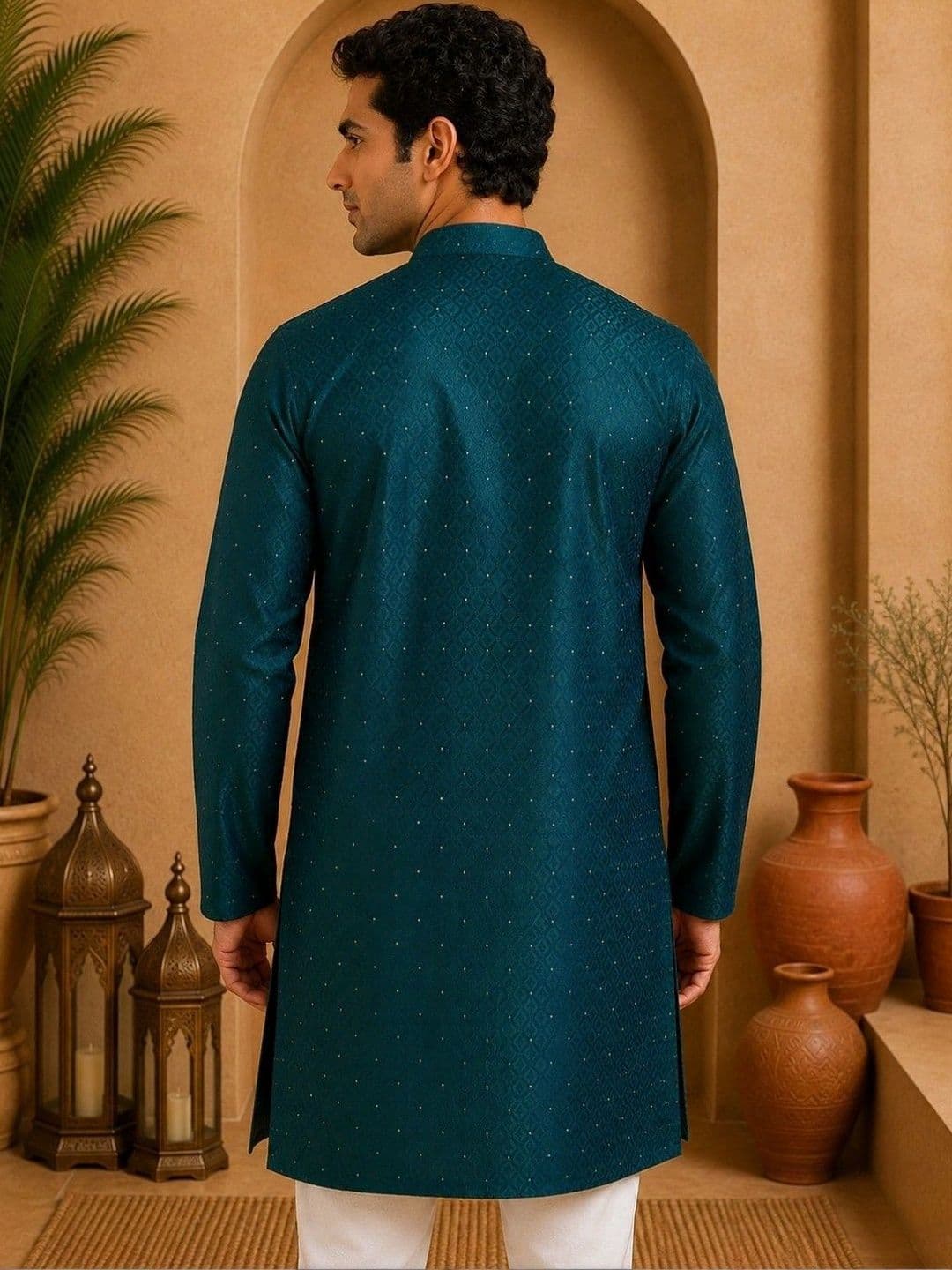 TATTVA Men Embellished Sequinned Jacquard Kurta thumbnail 6
