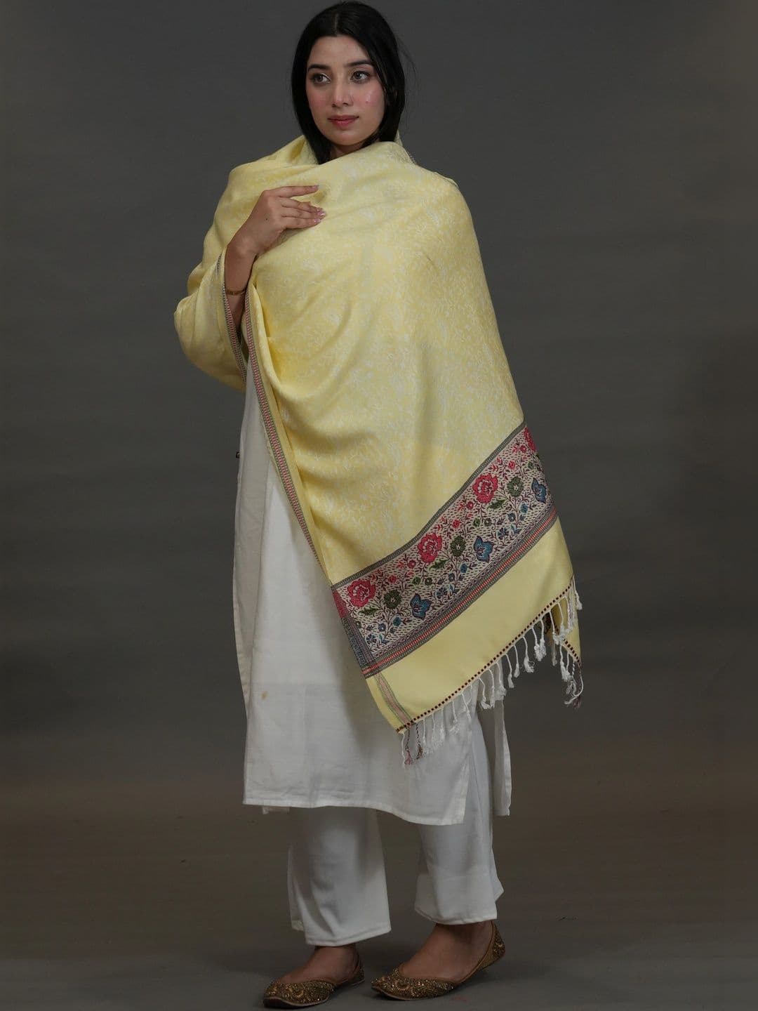 SHIFNEEN Women Botanical Woven Design Acrylic Shawl thumbnail 5