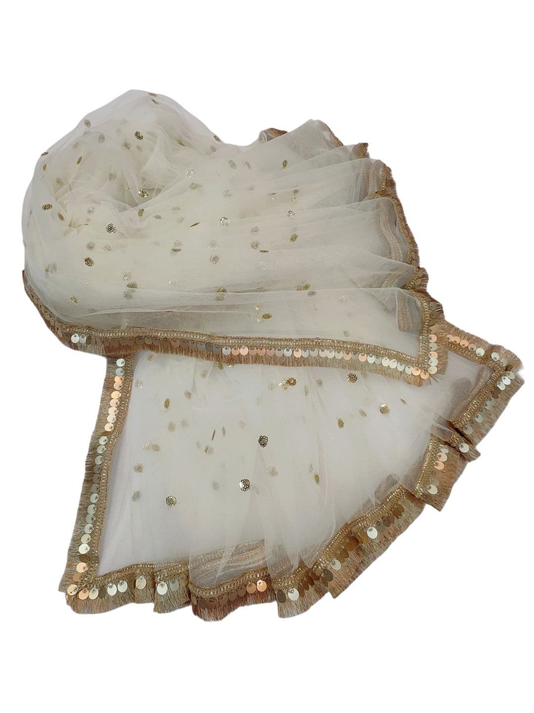 Navti Creations Women Cream Sequined Dupatta thumbnail 2