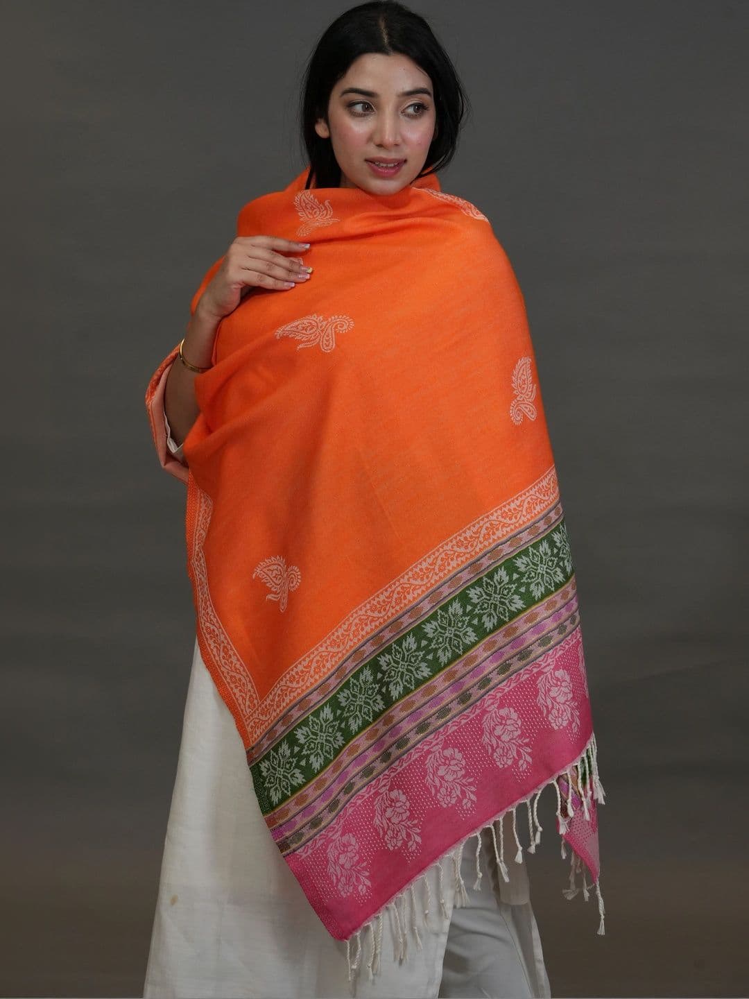 SHIFNEEN Women Ethnic Motifs Embroidered Acrylic Shawl thumbnail 4