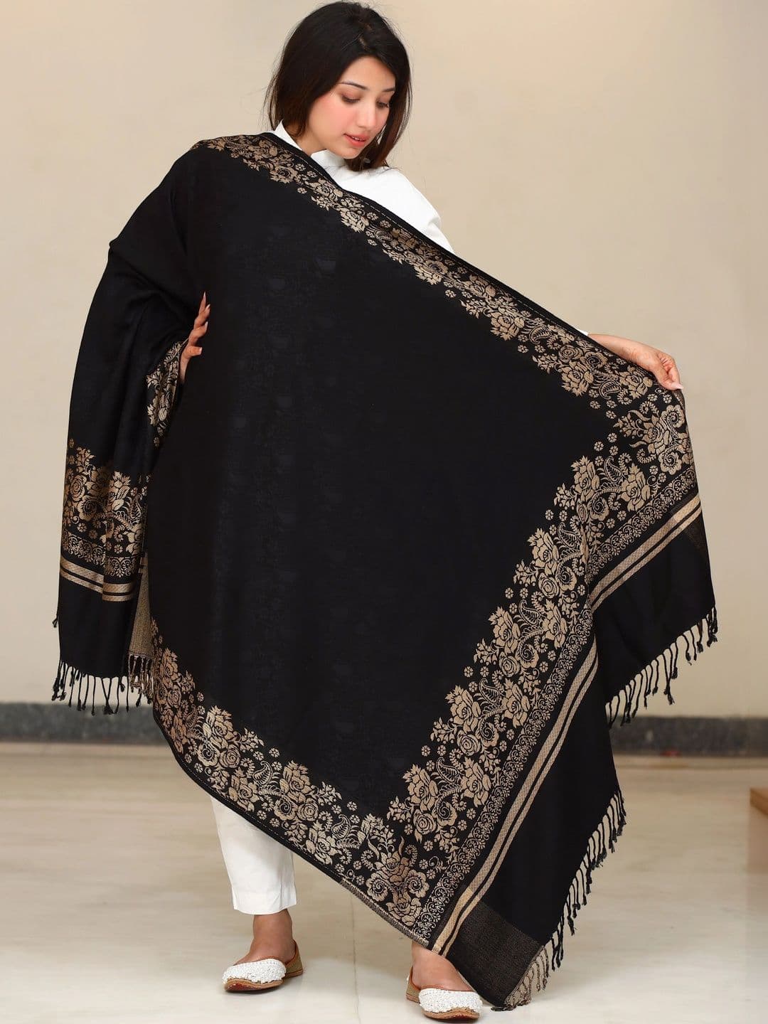 SHIFNEEN Women Ethnic Motifs Woven Design Acrylic Shawl thumbnail 3