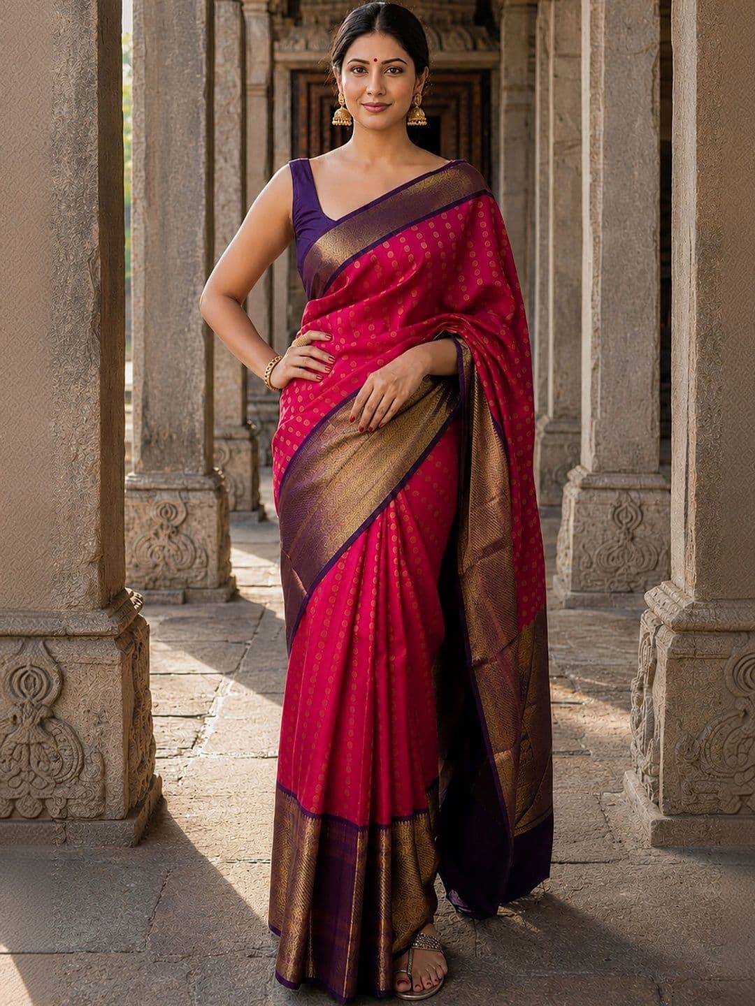 Dhaaga Ghar Woven Design Zari Silk Blend Designer Banarasi Saree thumbnail 5