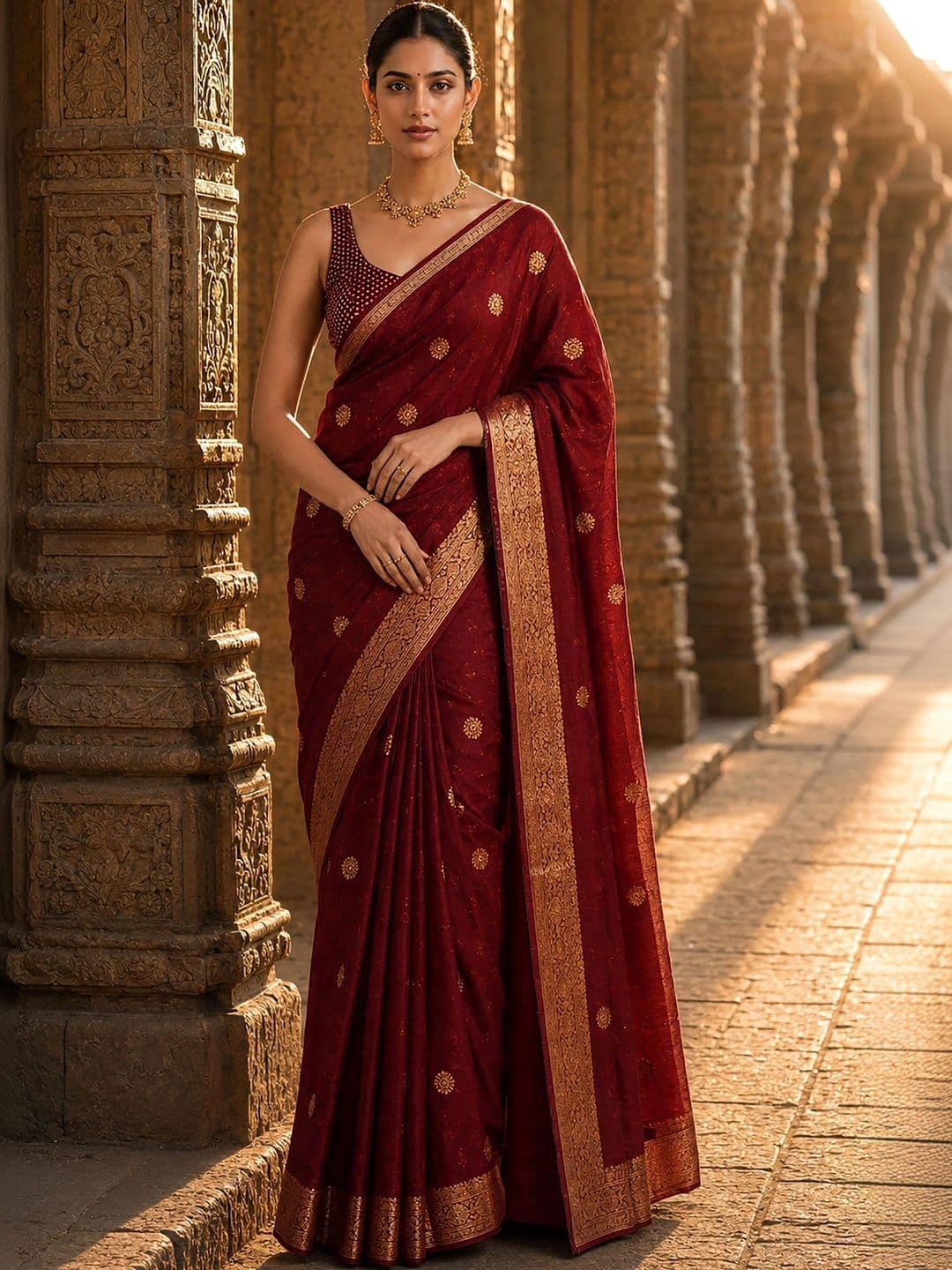 Dhaaga Ghar Woven Design Zari Silk Blend Designer Banarasi Saree - view 1