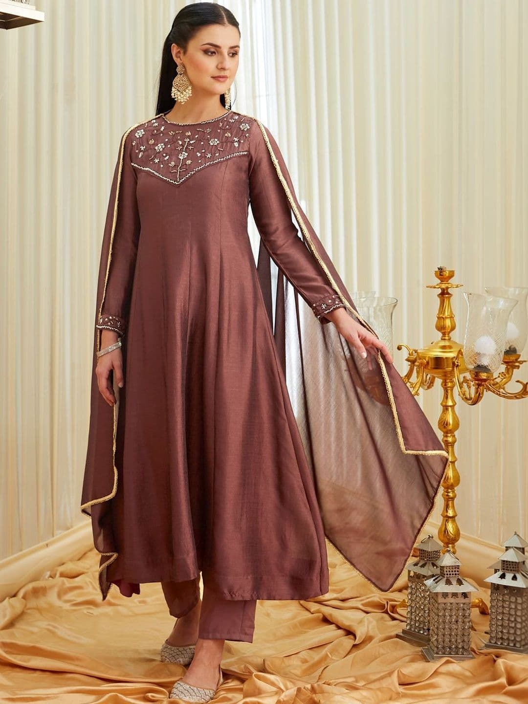 MOKOSH Women Embroidered Anarkali Kurta And Pant With Dupatta Set - view 1