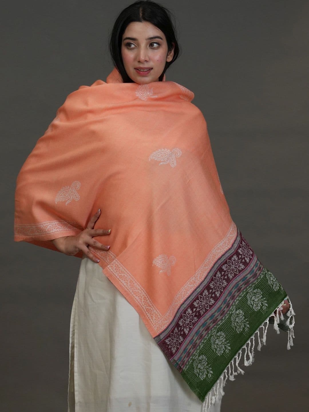SHIFNEEN Women Ethnic Motifs Embroidered Acrylic Shawl thumbnail 4