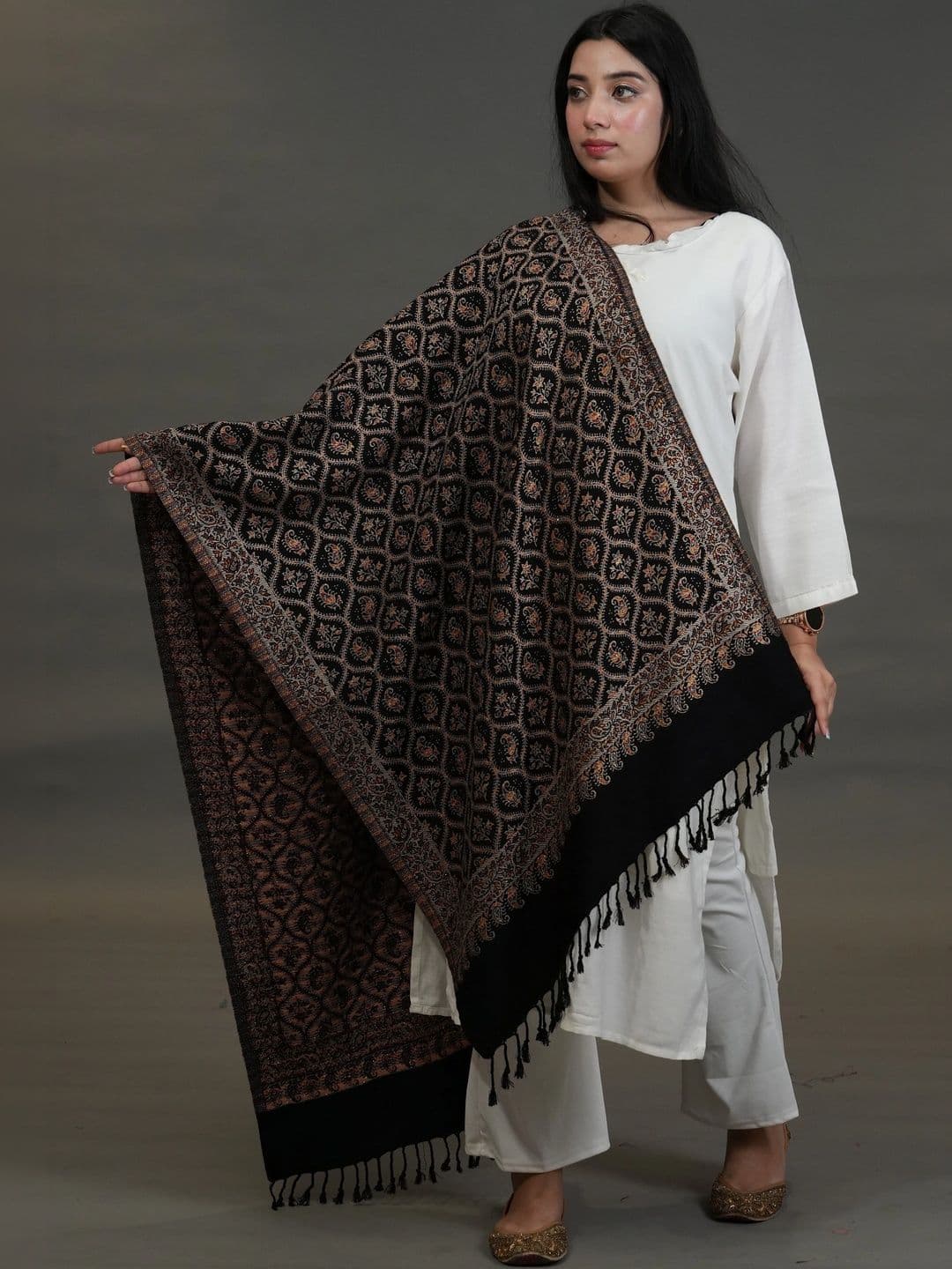 SHIFNEEN Women Ethnic Motifs Embroidered Acrylic Shawl thumbnail 3