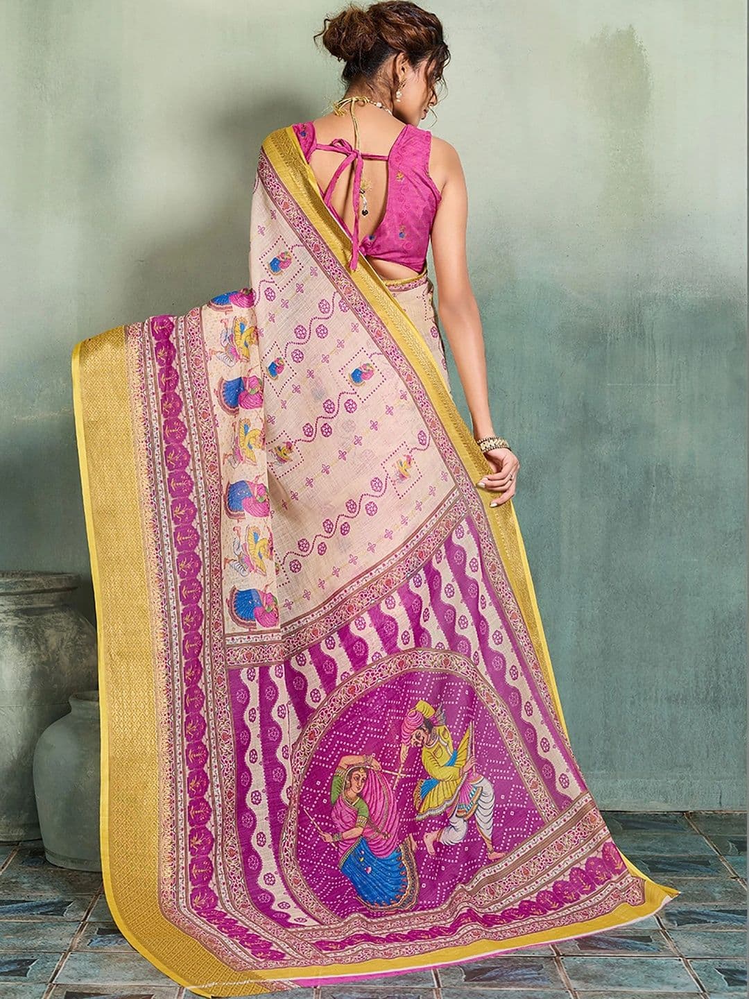 AMRUTKALA SAREES Designer Block Print Saree thumbnail 2