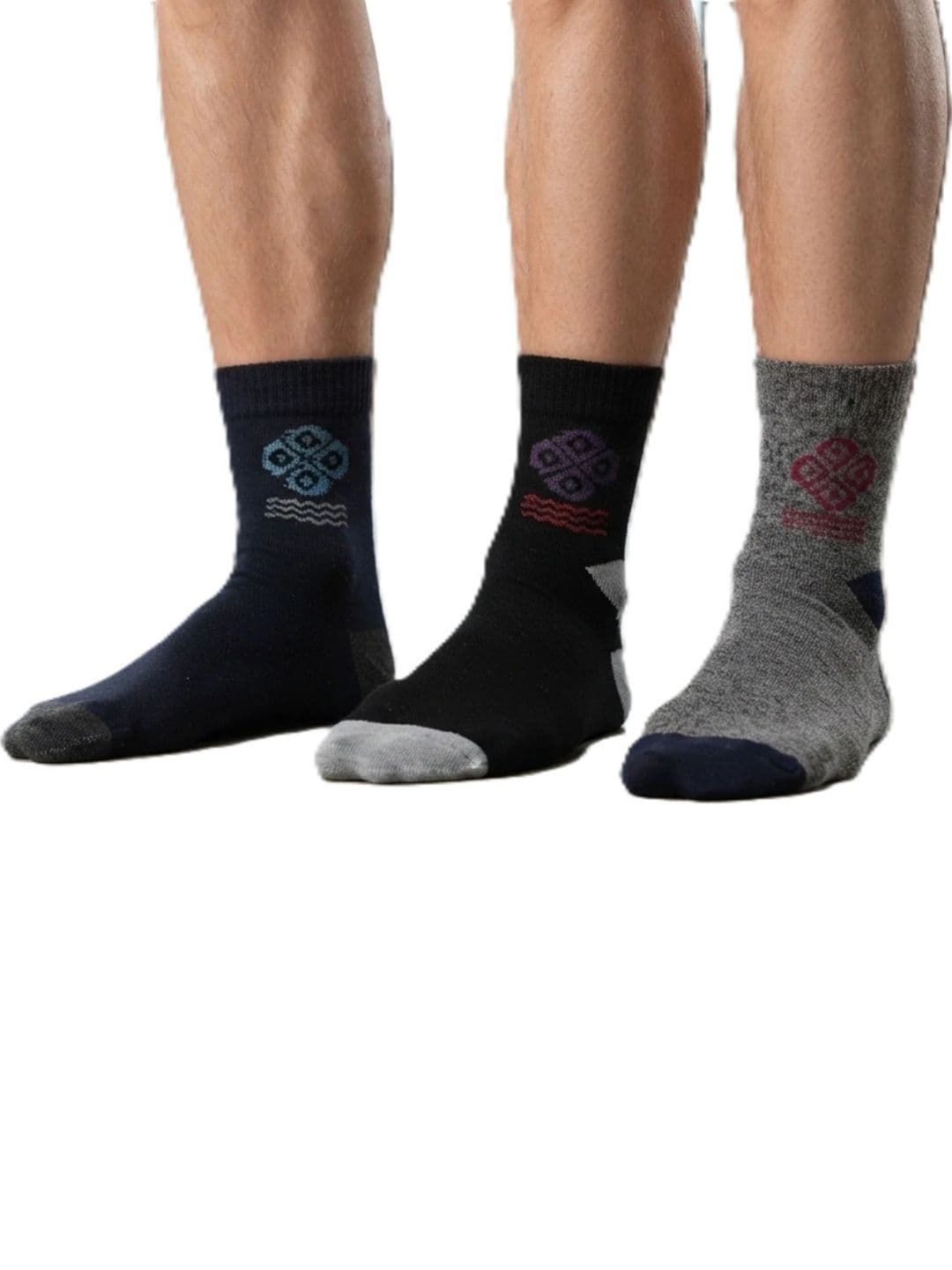 TINY HANDS Men Pack of 3 Cotton Assorted Patterned Above Ankle Socks - view 1