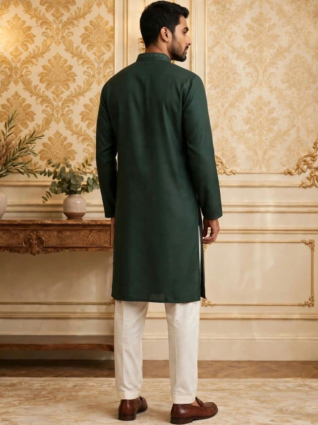 MEHWISH Men Ethnic Motifs Embroidered Thread Work Handloom Kurta thumbnail 2