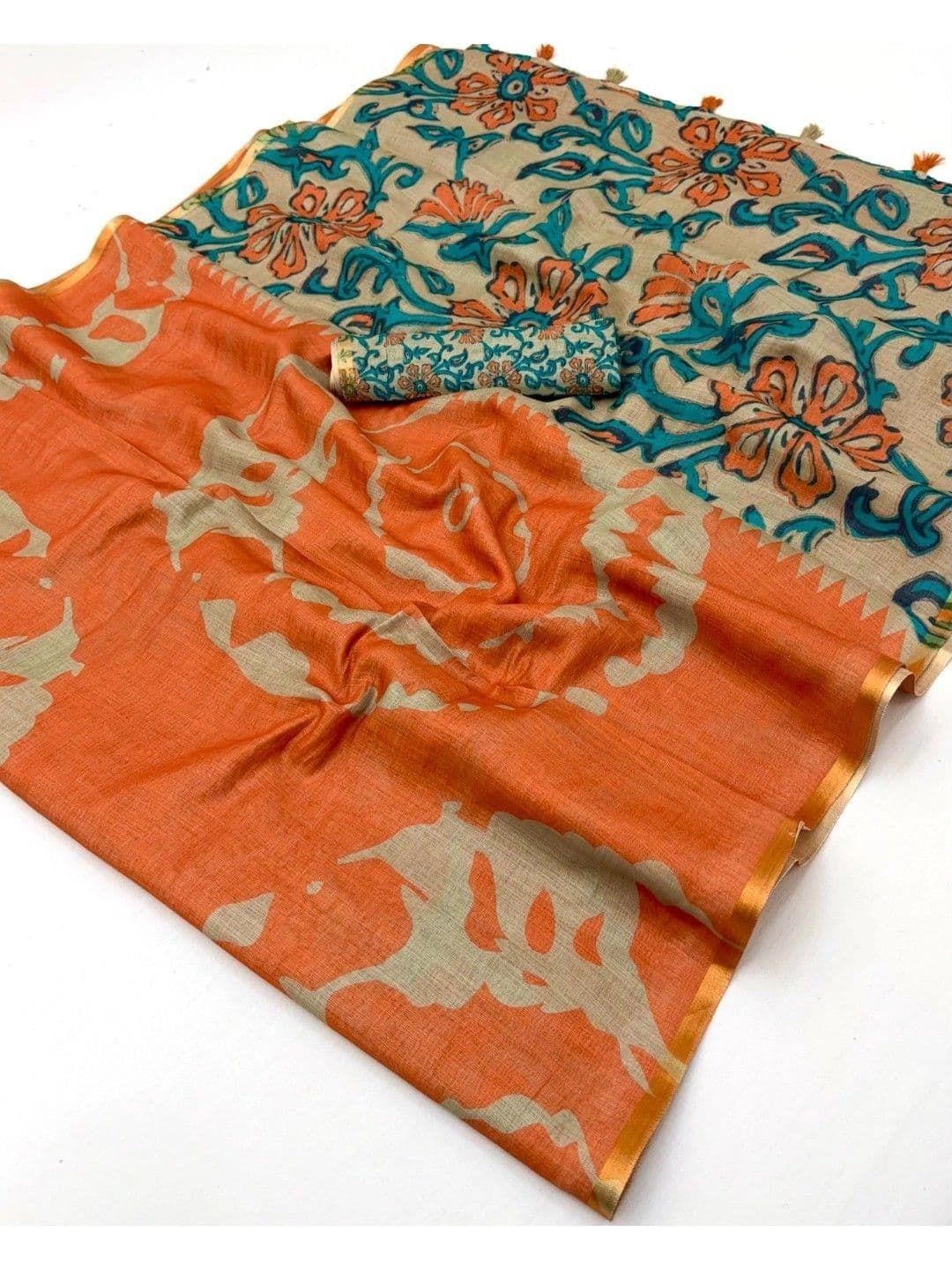 Peachmode Linen Blend Saree thumbnail 3