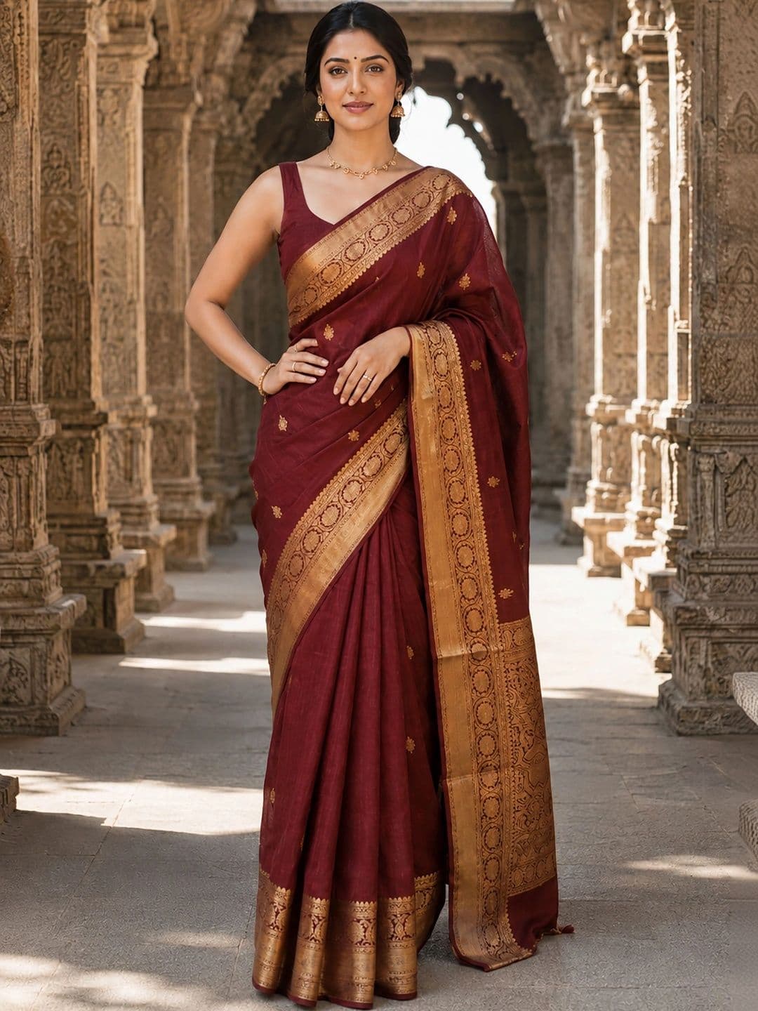 Dhaaga Ghar Woven Design Zari Silk Blend Designer Banarasi Saree thumbnail 2