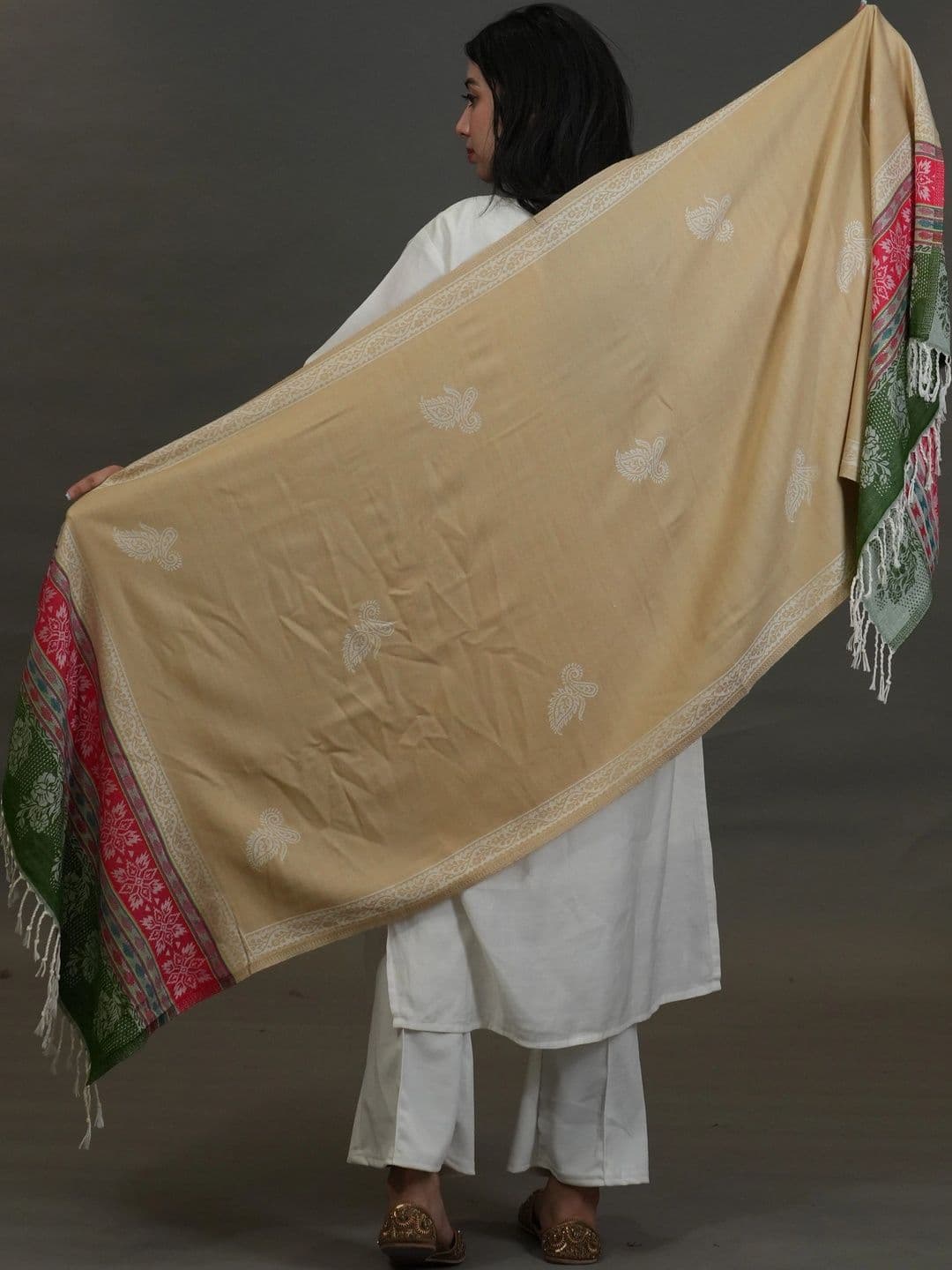 SHIFNEEN Women Ethnic Motifs Embroidered Acrylic Shawl thumbnail 4