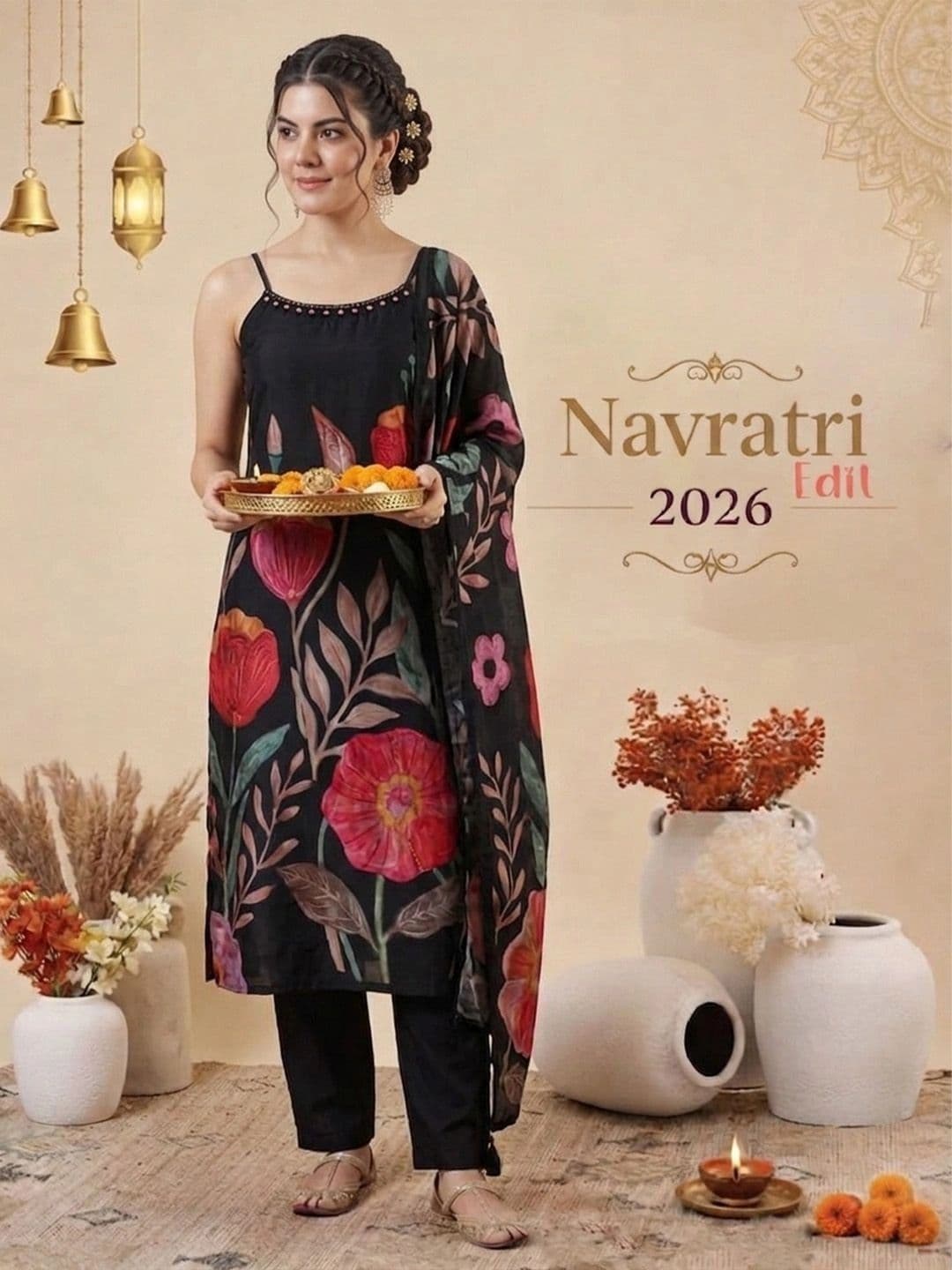 Varanga Women Floral Printed Kurta with Trousers & Dupatta - view 1