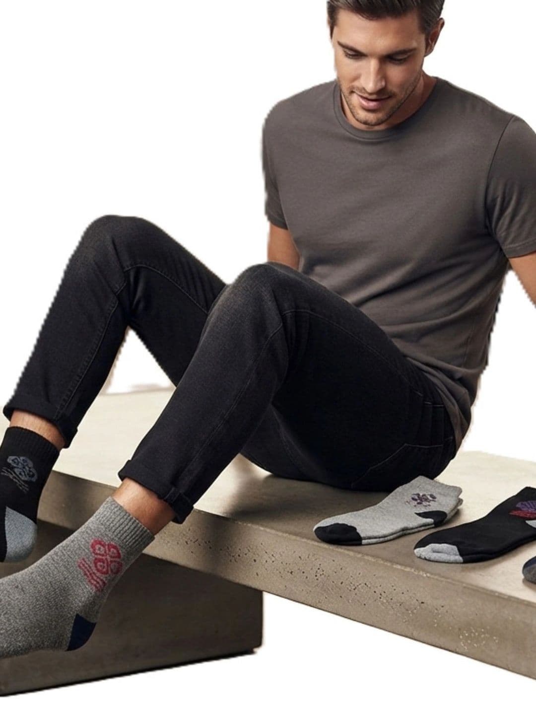 TINY HANDS Men Pack of 3 Cotton Assorted Patterned Above Ankle Socks thumbnail 4