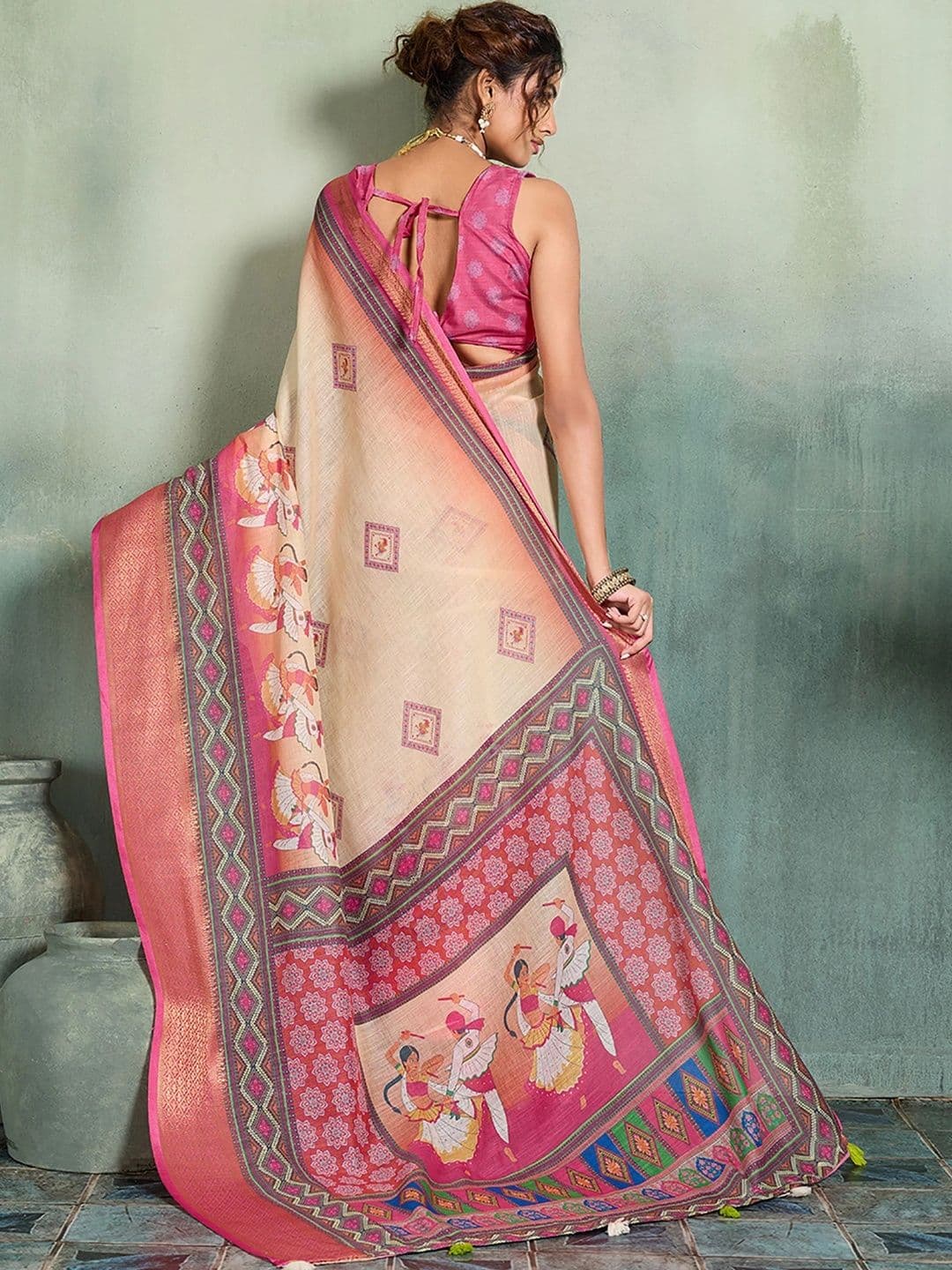 AMRUTKALA SAREES Zari Designer Block Print Saree thumbnail 6
