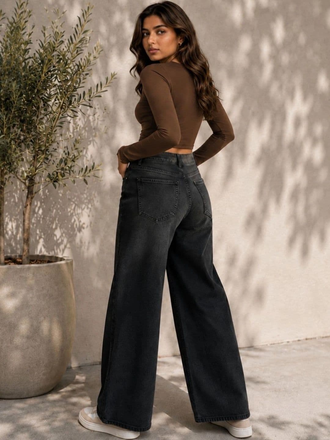 Moda Rapido Women Classic Wide Leg High-Rise Jeans thumbnail 2