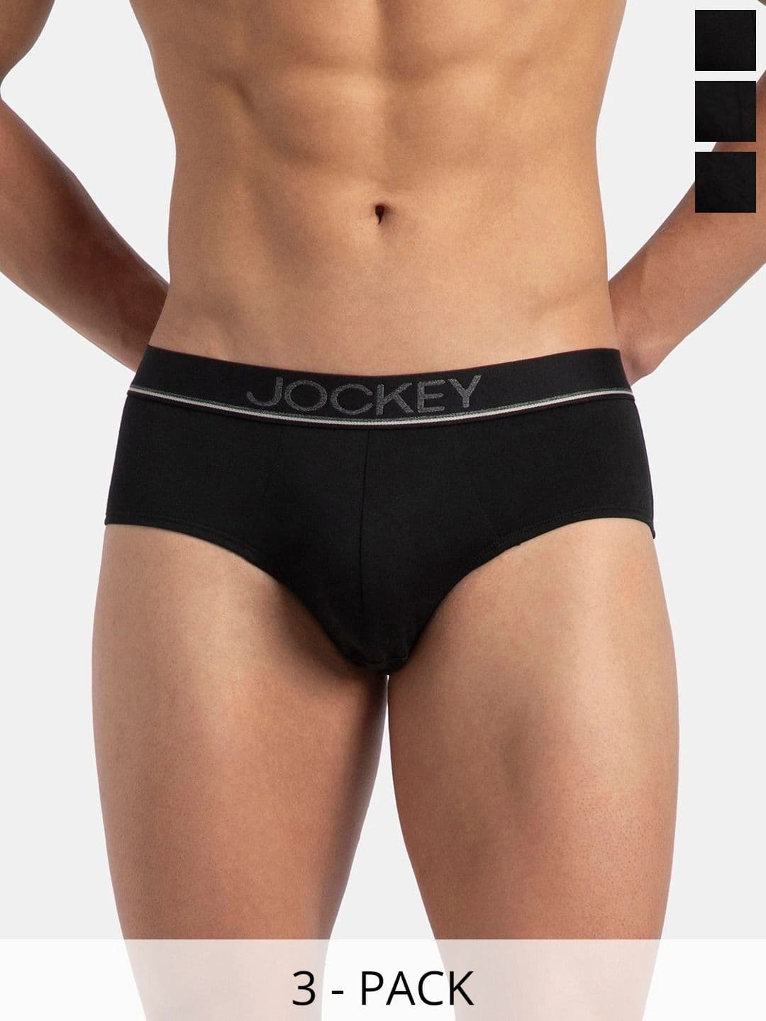 Jockey Pack of 3 Super Combed Cotton Solid Brief with Ultrasoft Waistband-8037 thumbnail 5