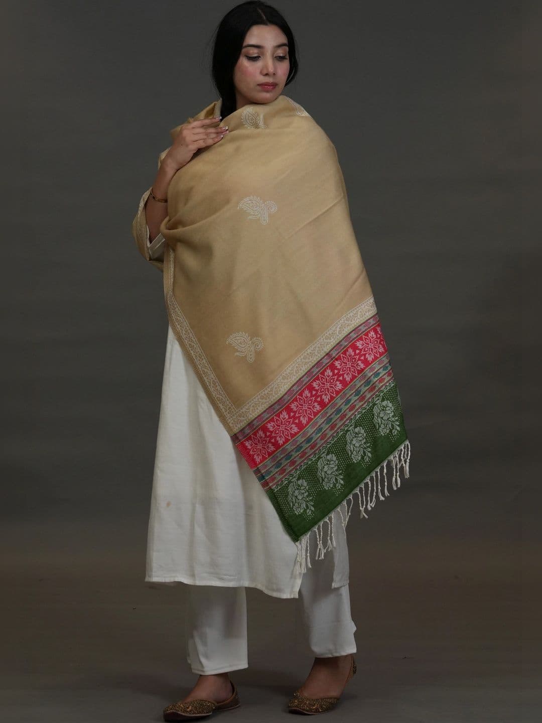 SHIFNEEN Women Ethnic Motifs Embroidered Acrylic Shawl thumbnail 5