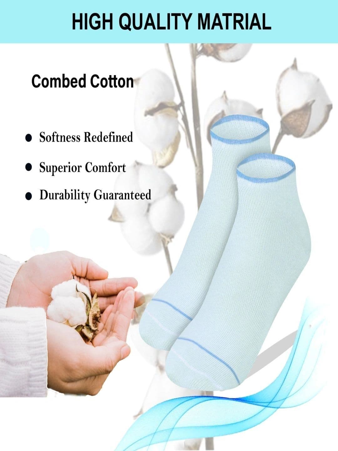 GOLDENEYEHOUSE Unisex Pack of 6 Cotton Assorted Ankle Length Socks thumbnail 5