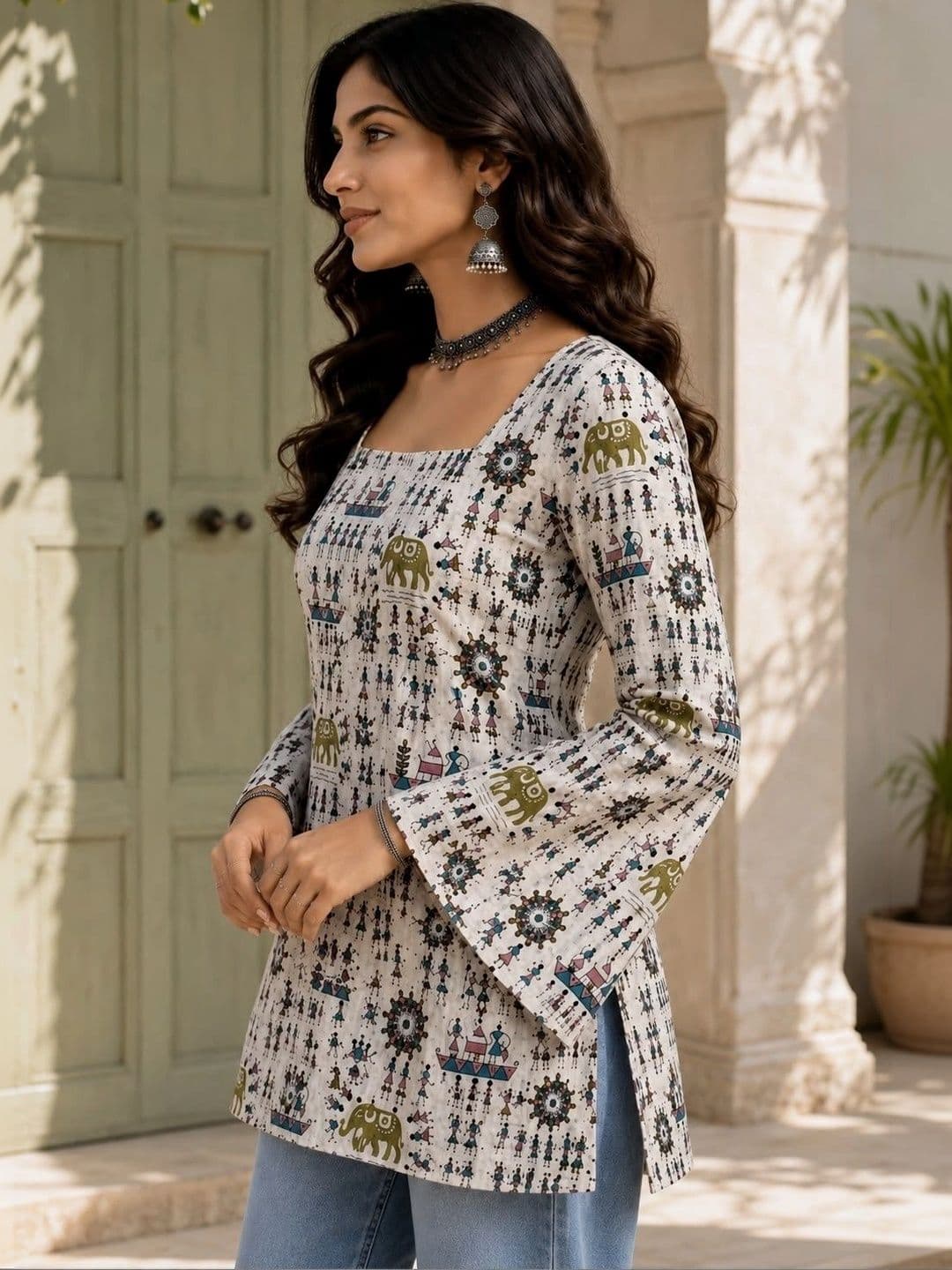 Sangria Women Ethnic Motifs Printed Flared Sleeves Indie Prints Kurta thumbnail 5