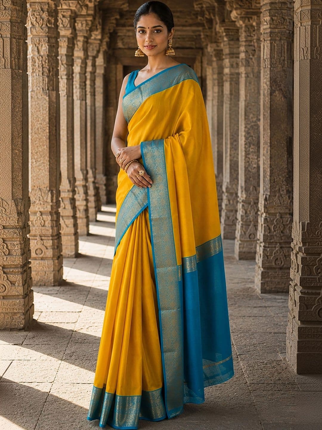 Dhaaga Ghar Woven Design Zari Silk Blend Designer Banarasi Saree thumbnail 3