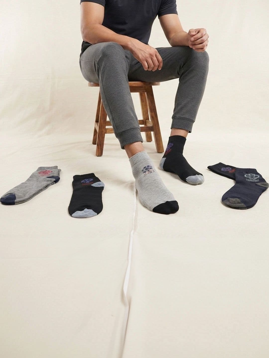 TINY HANDS Men Pack of 5 Cotton Assorted Patterned Above Ankle Socks thumbnail 6