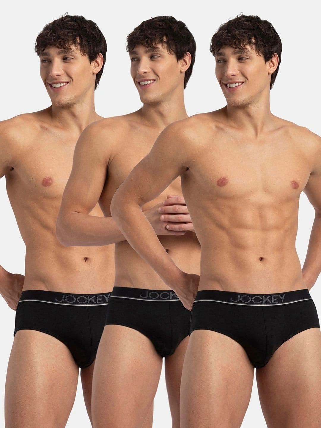 Jockey Pack of 3 Super Combed Cotton Solid Brief with Ultrasoft Waistband-8037 - view 1