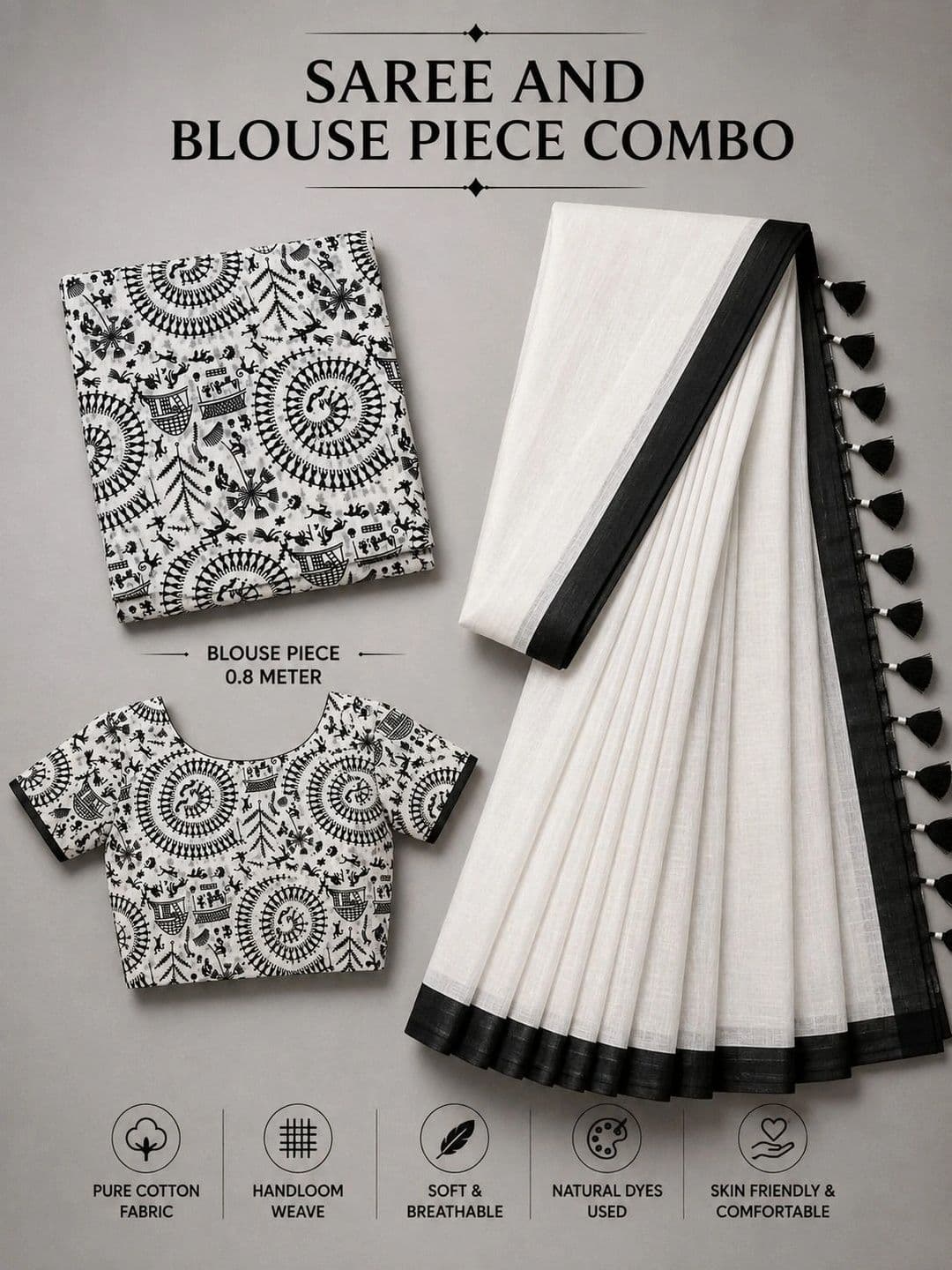 BSC Warli Pure Cotton Saree thumbnail 2